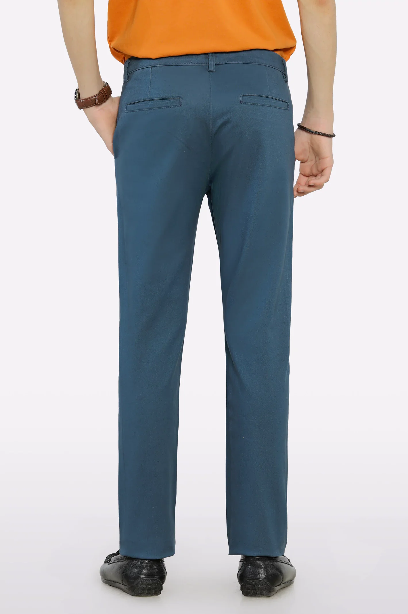Turquoise Cotton Chinos For Boys - Image 3