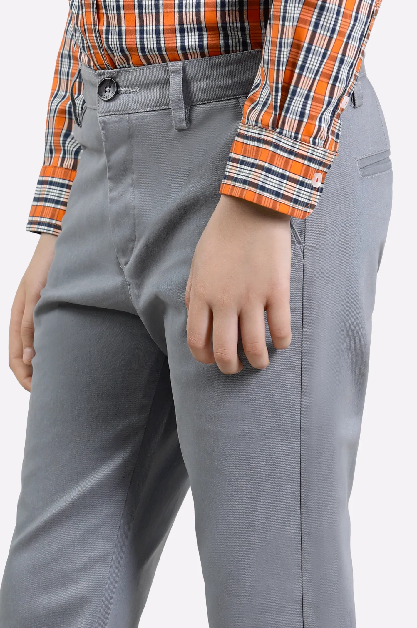 Grey Cotton Chinos For Boys - Image 2