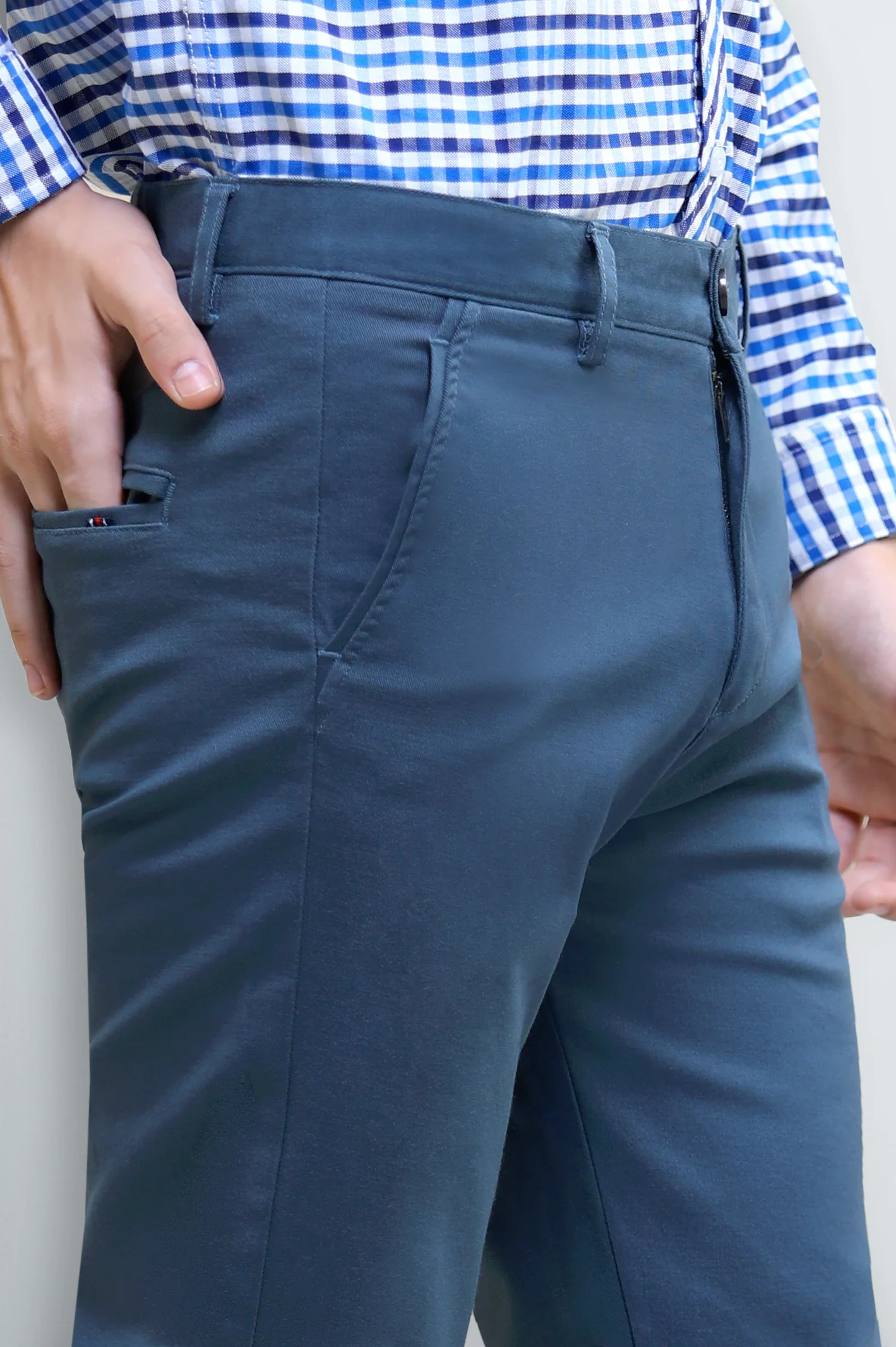 Warm Blue Cotton Chinos - Image 2