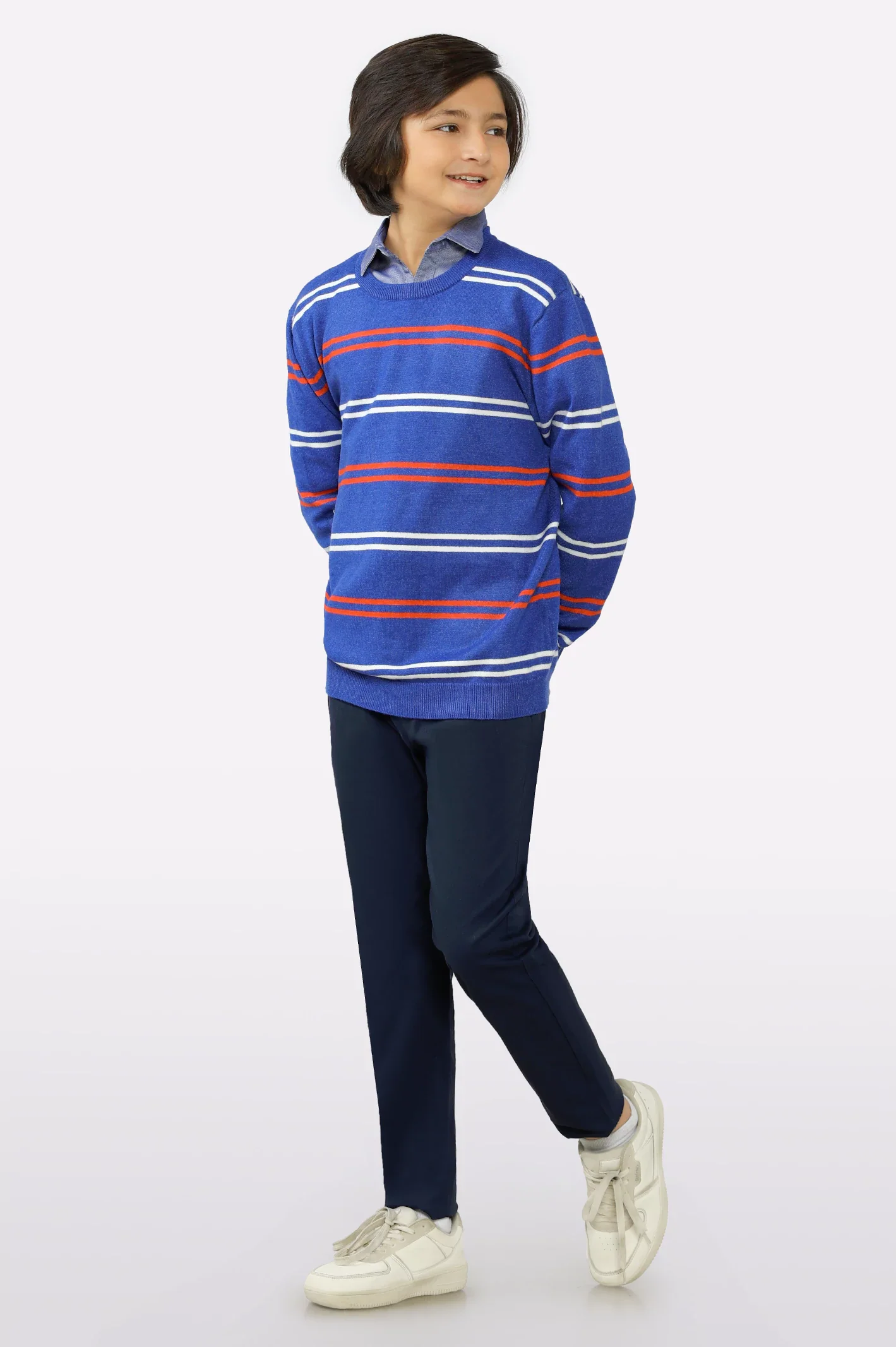Blue Round Neck Boys Sweaters - Image 2