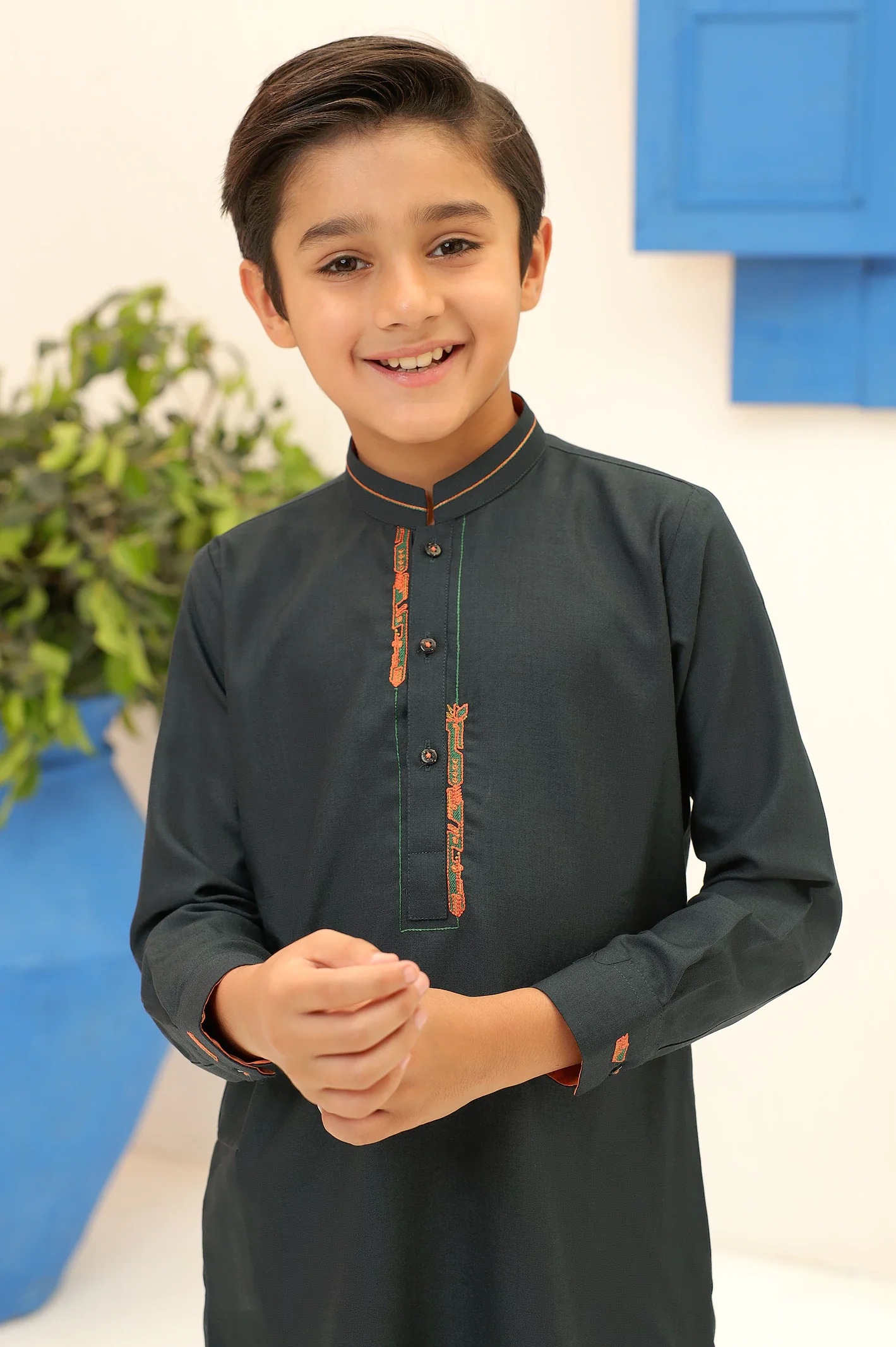 Boys Sea Green Kurta Pajama - Image 2
