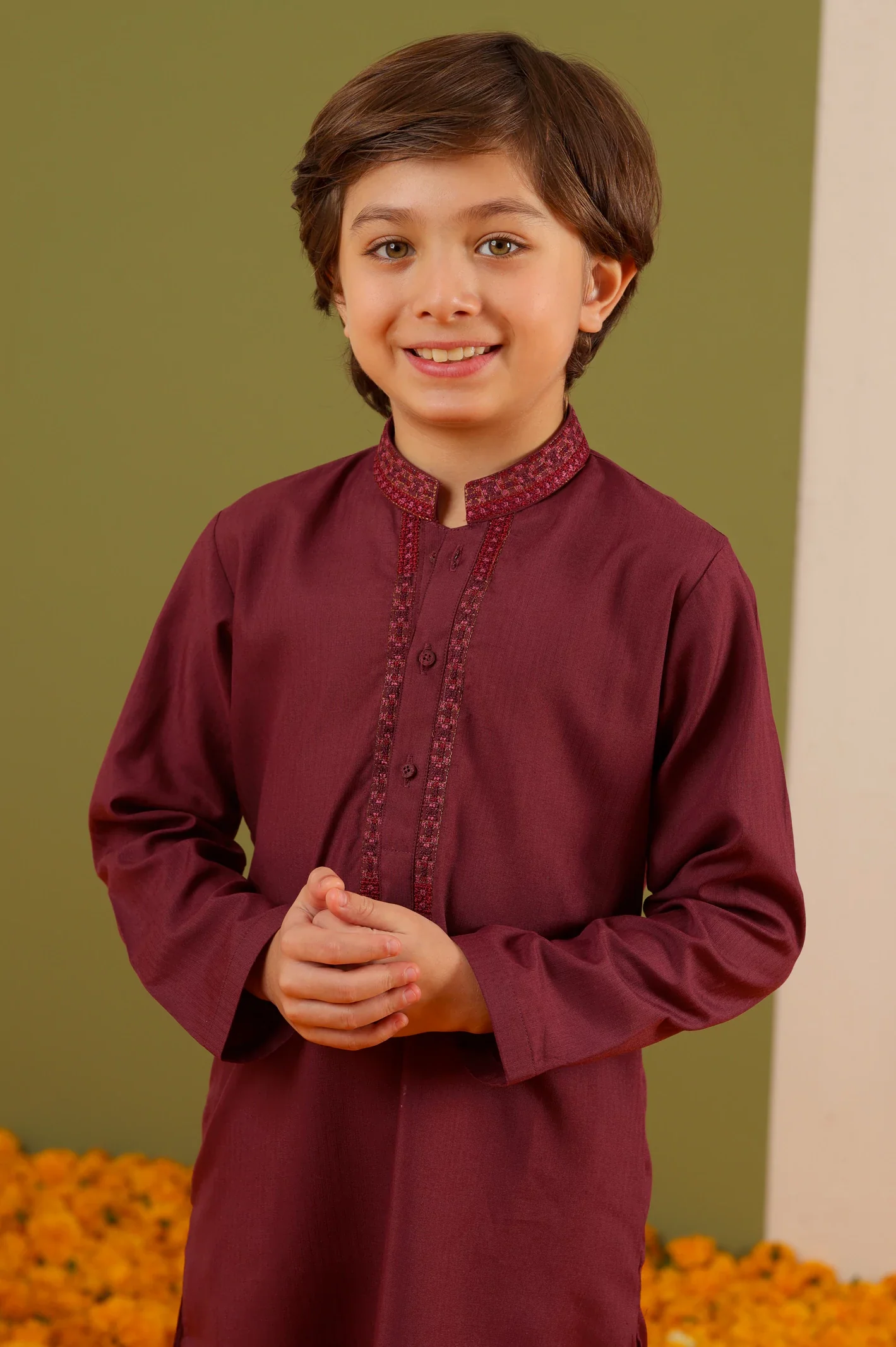 Maroon Boys Kurta Pajama - Image 2