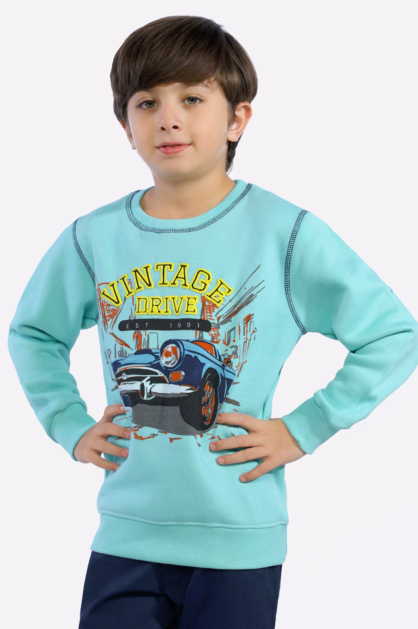 Vintage Design Embossed Boys Sweatshirt - Image 3