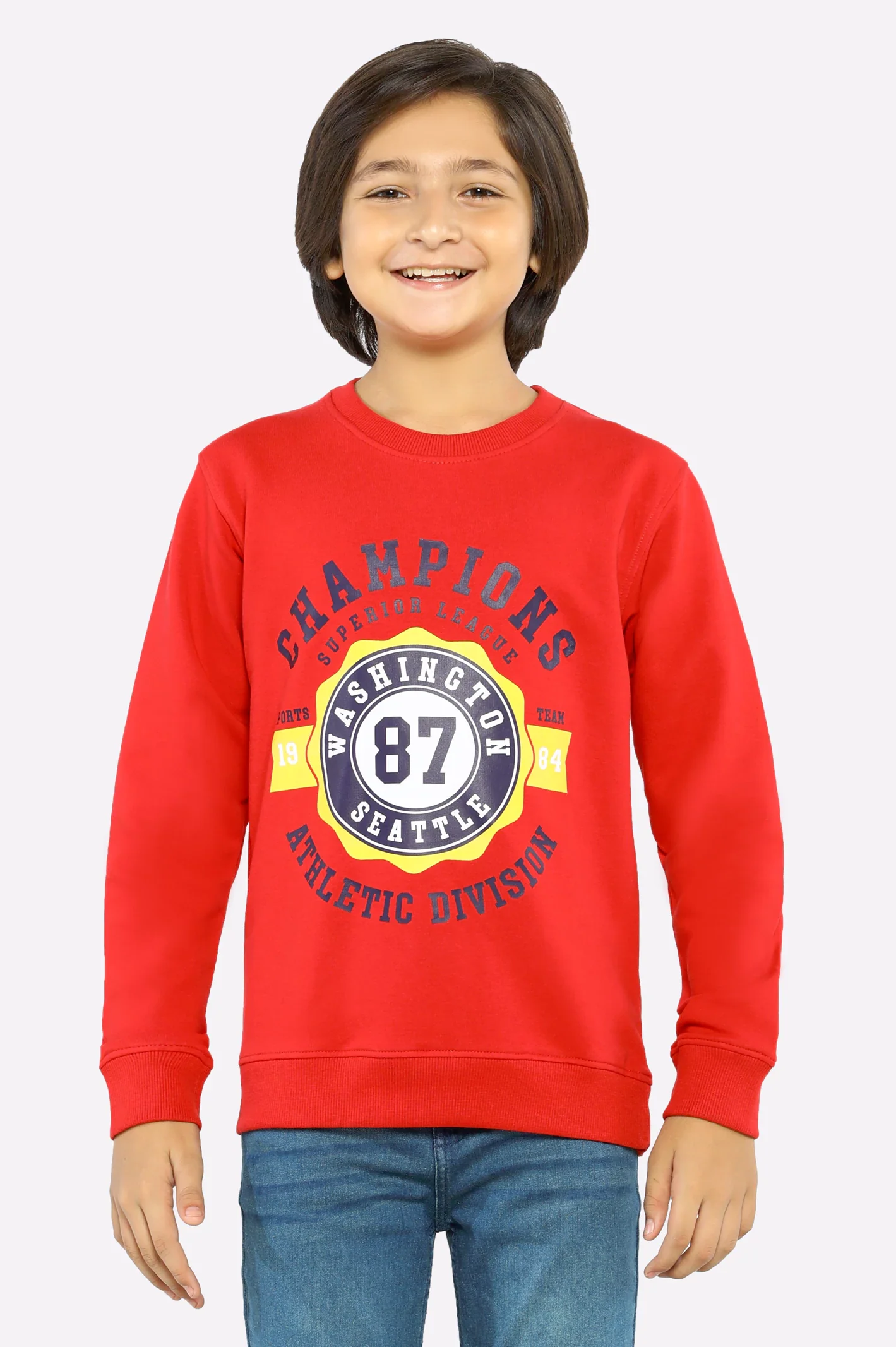 Red Graphic Printed Boys Sweatshirt