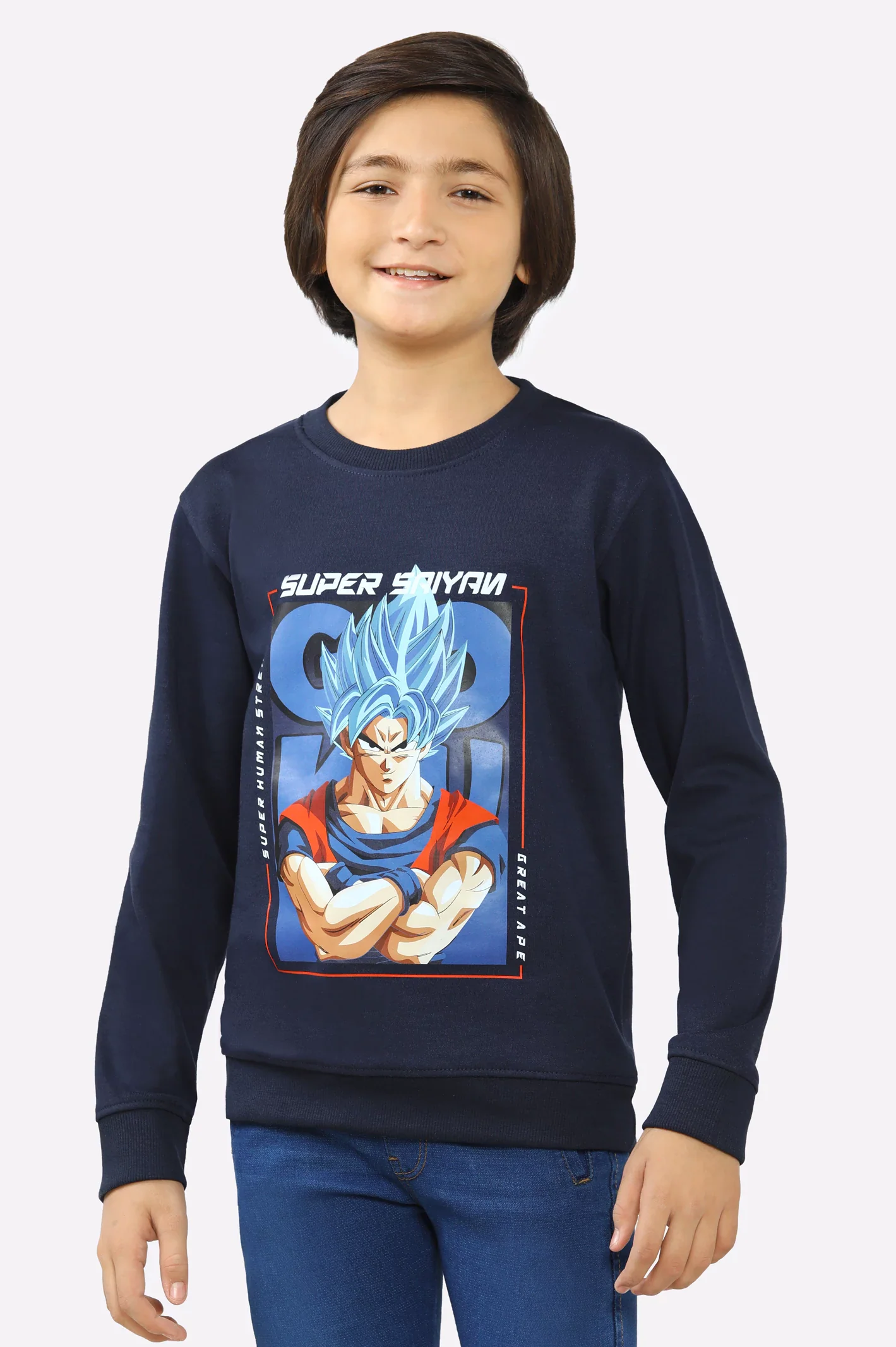 Goku Graphic Print Boys Sweatshirt