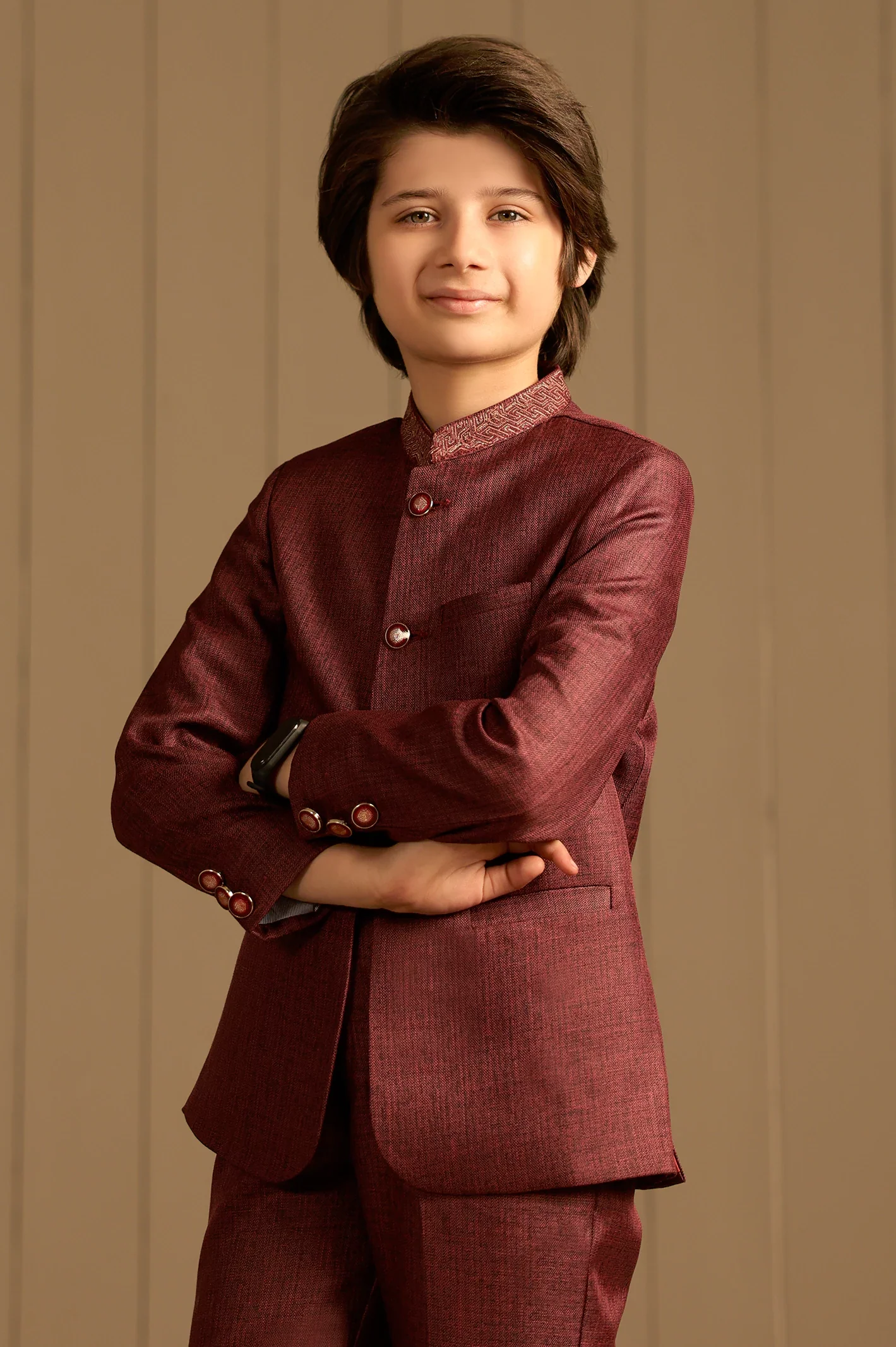 Maroon Prince Suit for Boys - Image 2