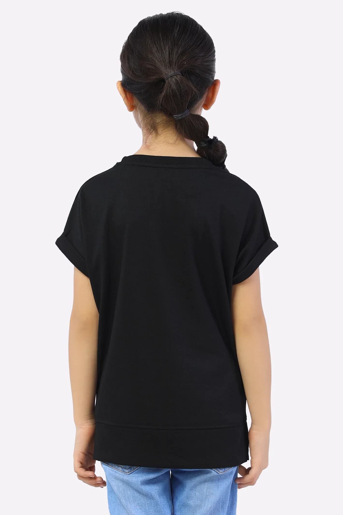 Black Printed Girls T-Shirt - Image 3