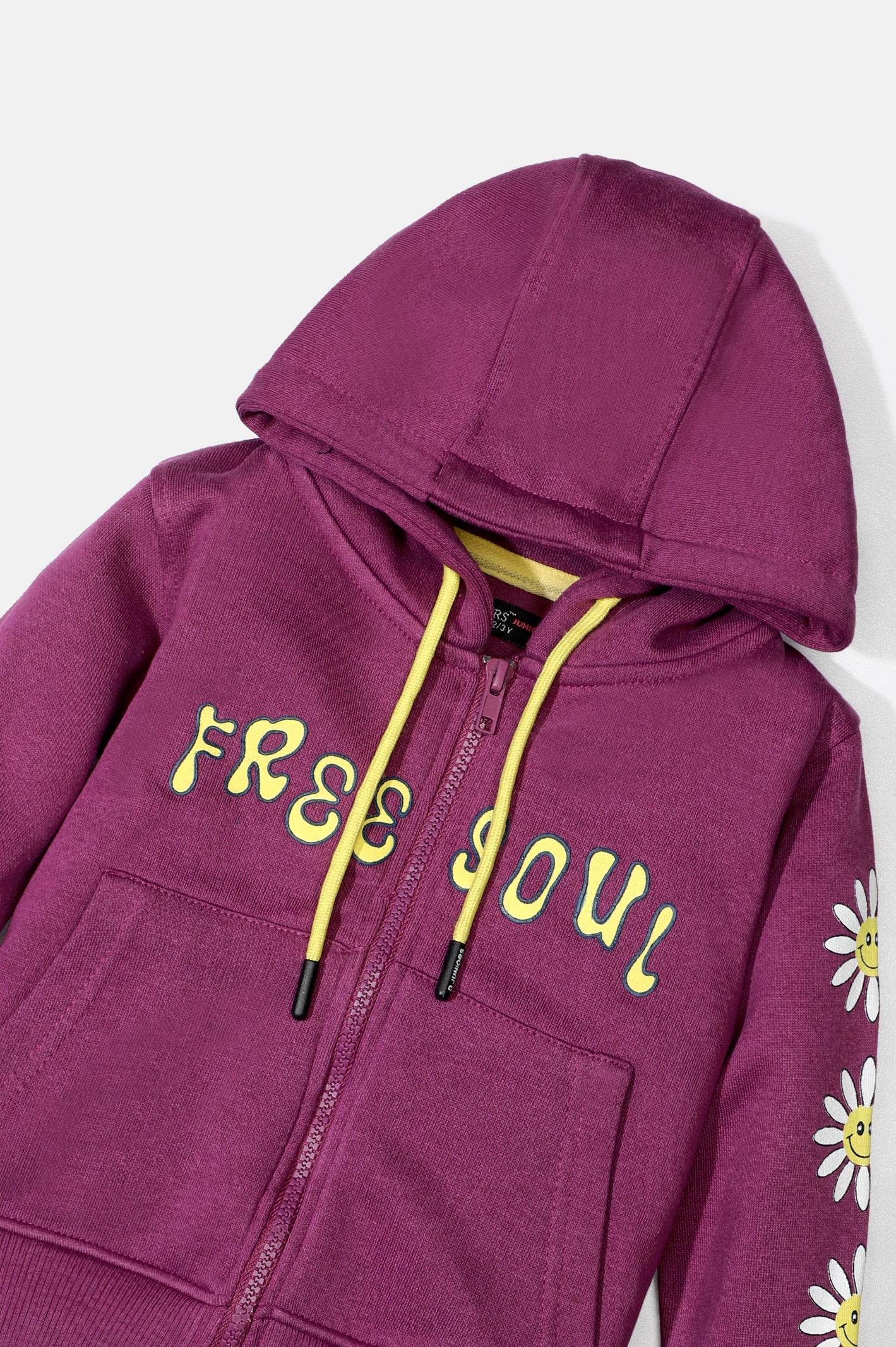 Dark Purple Printed Girls Hoodie - Image 2