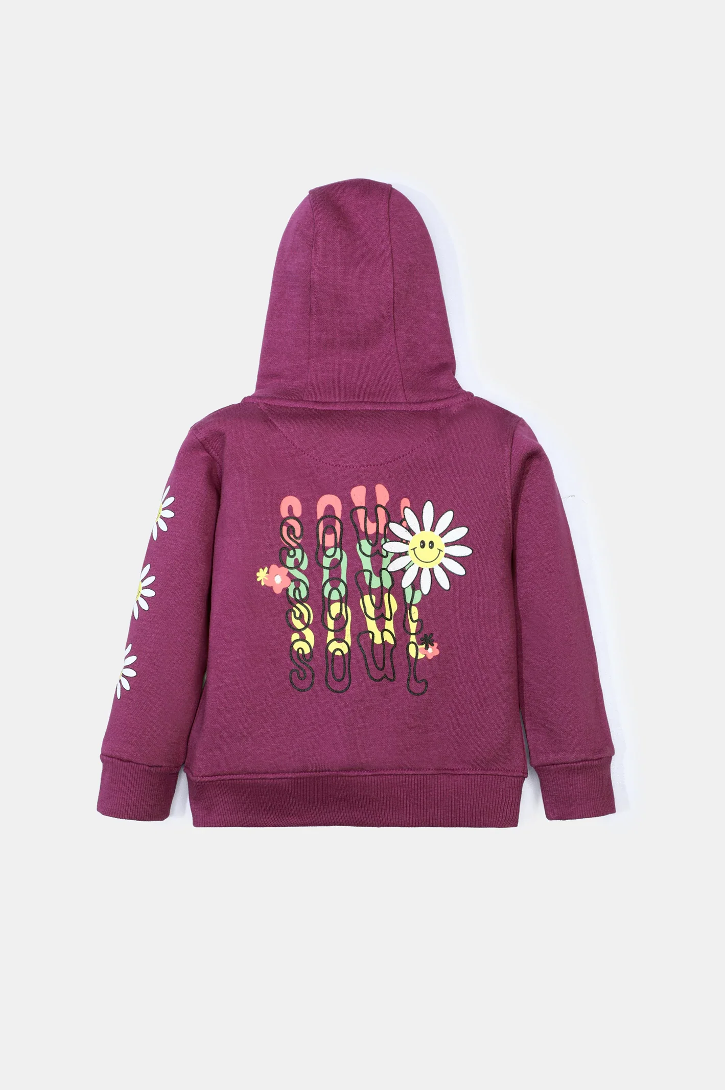 Dark Purple Printed Girls Hoodie - Image 3