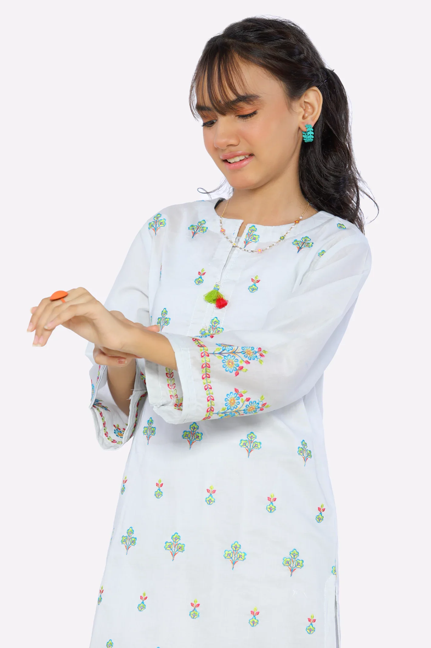 Blue Embroidered Girls 2PC - Image 2