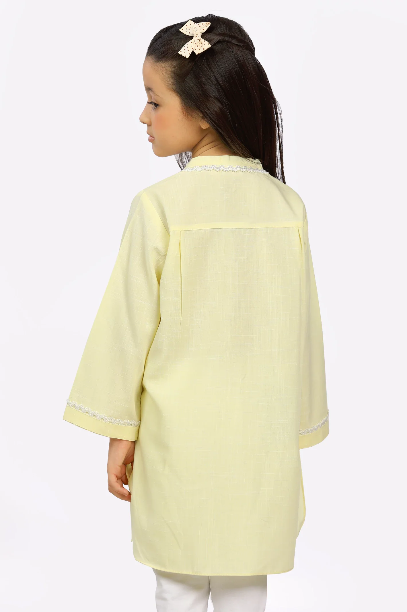 Yellow Yarn Dyed Girls Kurti - Image 3