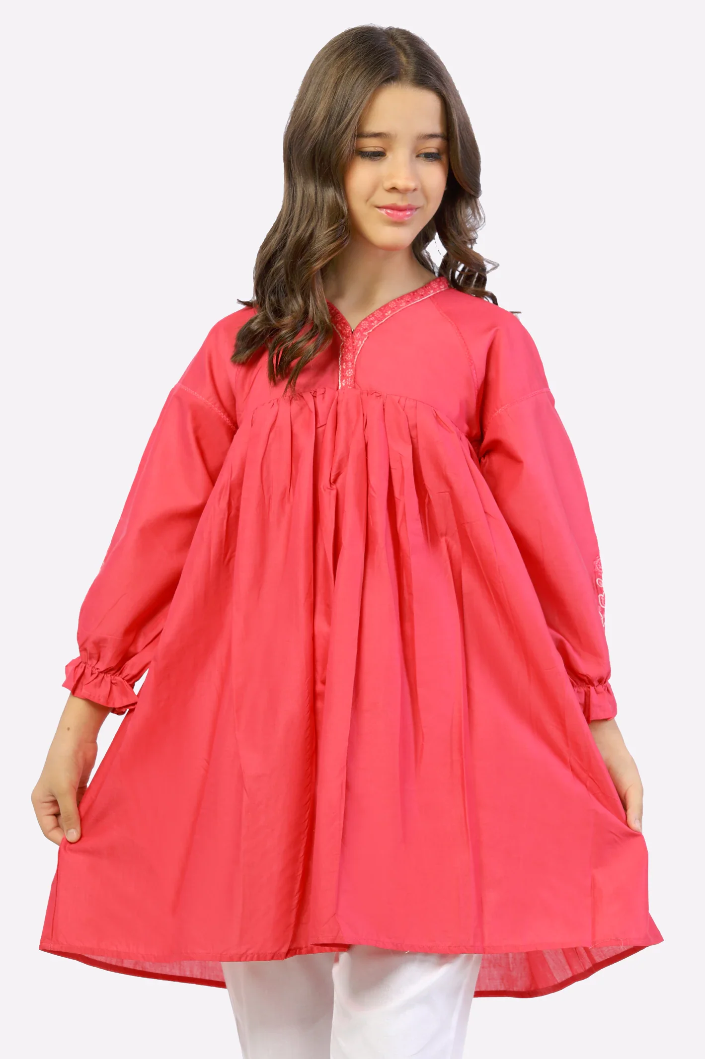 Pink Stylised Girls Kurti - Image 2