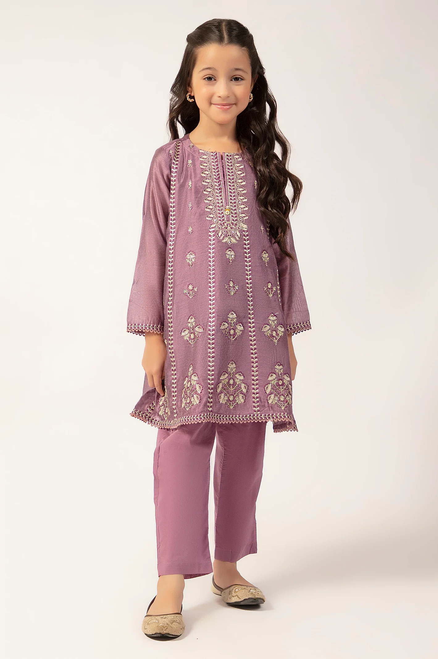 Purple Embroidered Girls 2PC