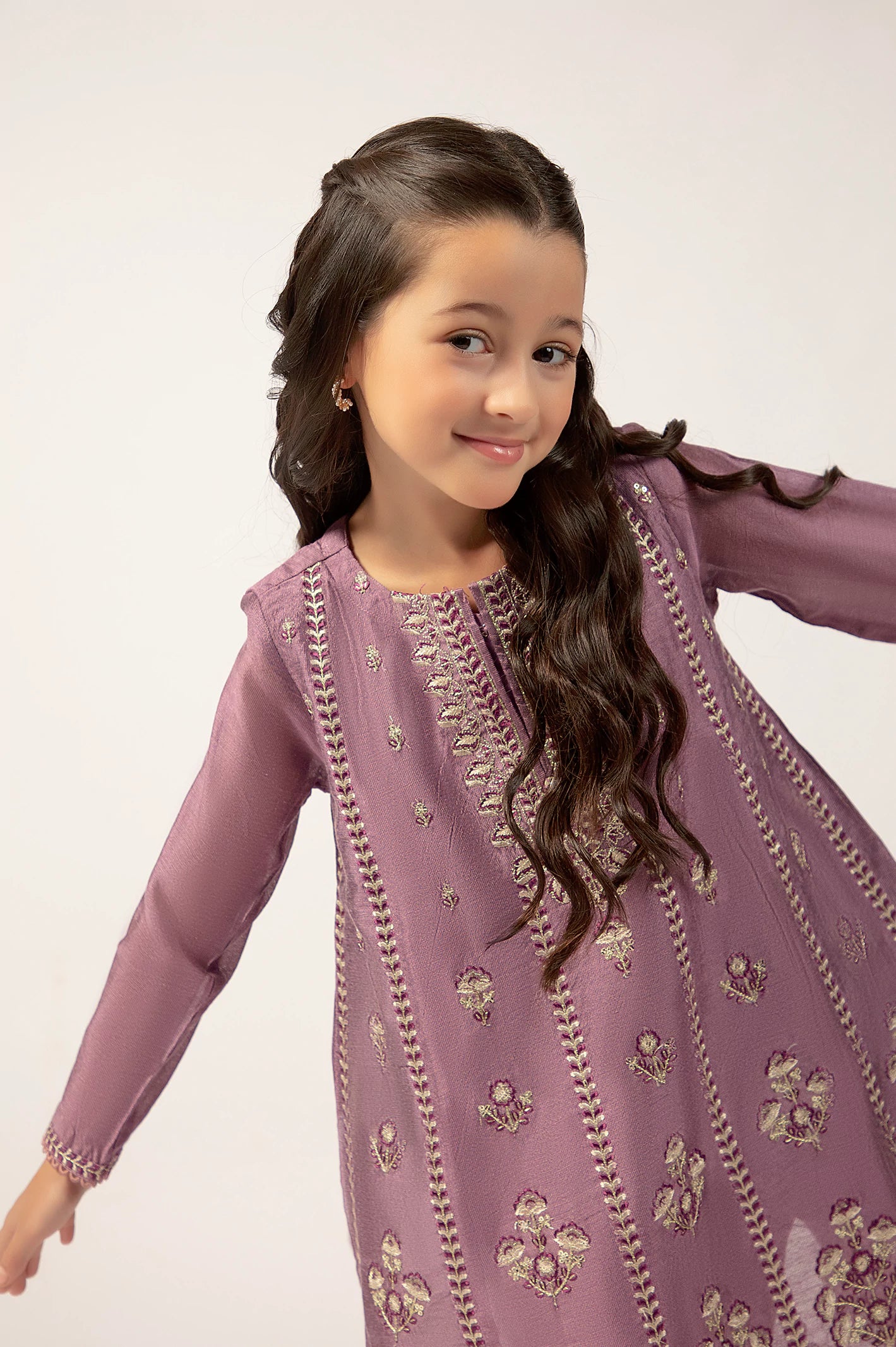 Purple Embroidered Girls 2PC - Image 2