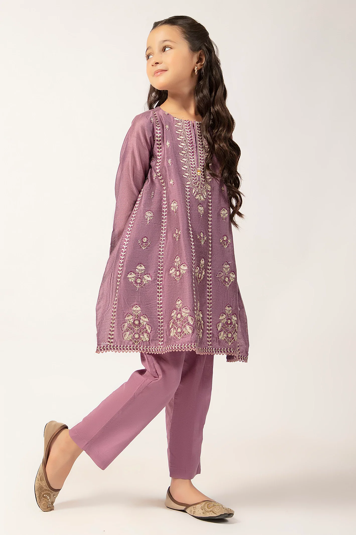 Purple Embroidered Girls 2PC - Image 3