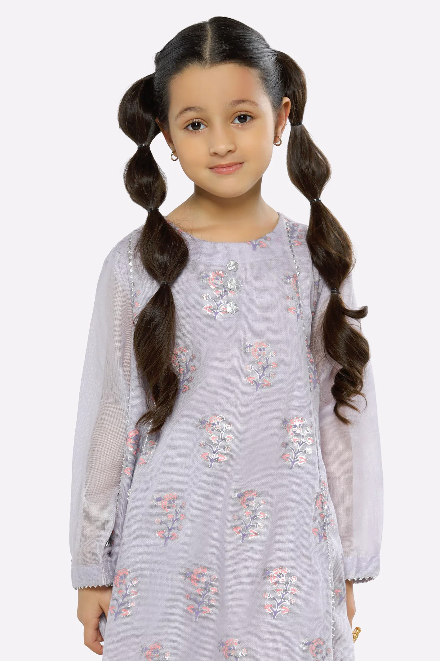 Lilac Embroidered Girls Kurti - Image 2