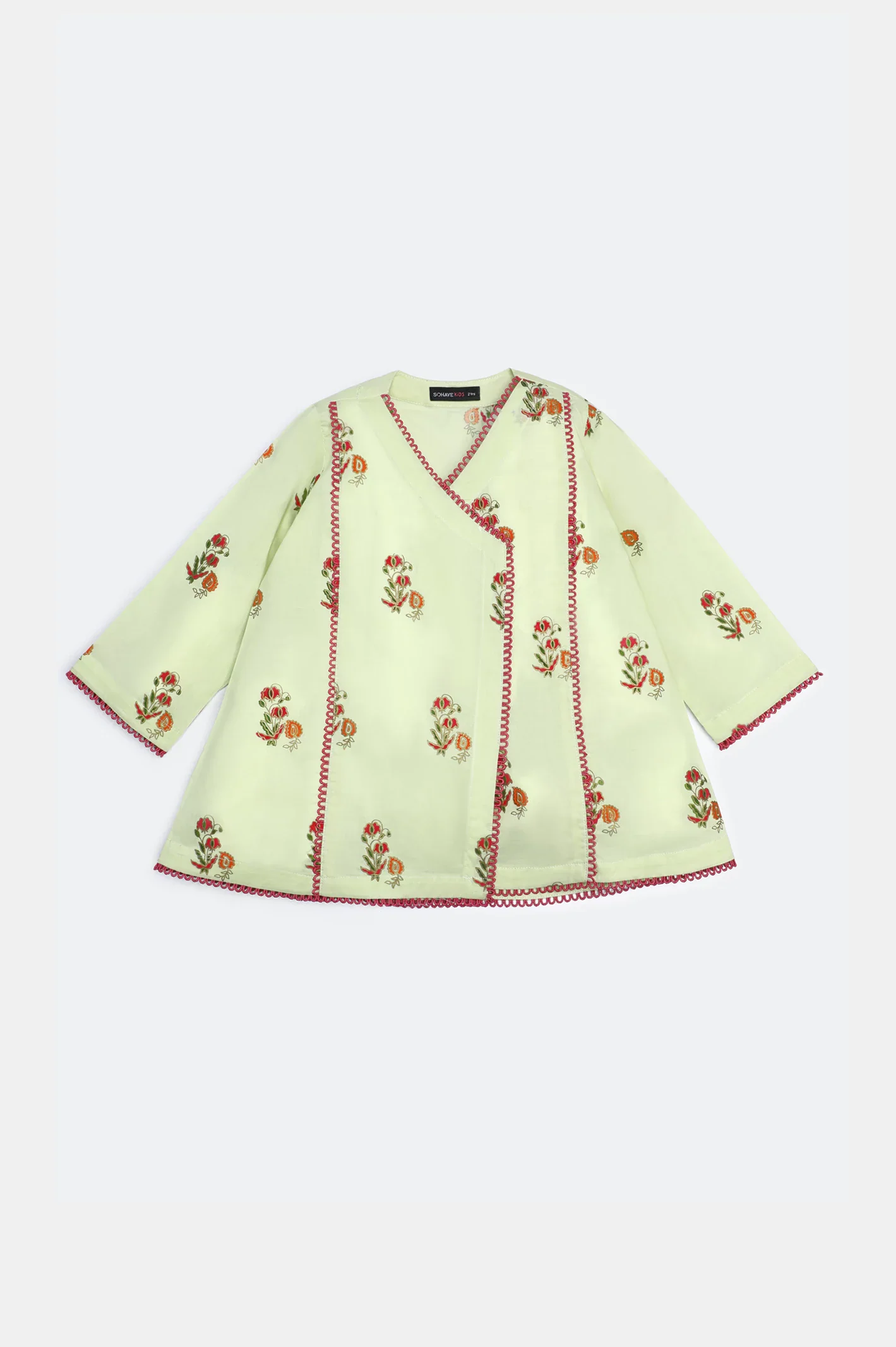 Light Green Embroidered Girls Kurti