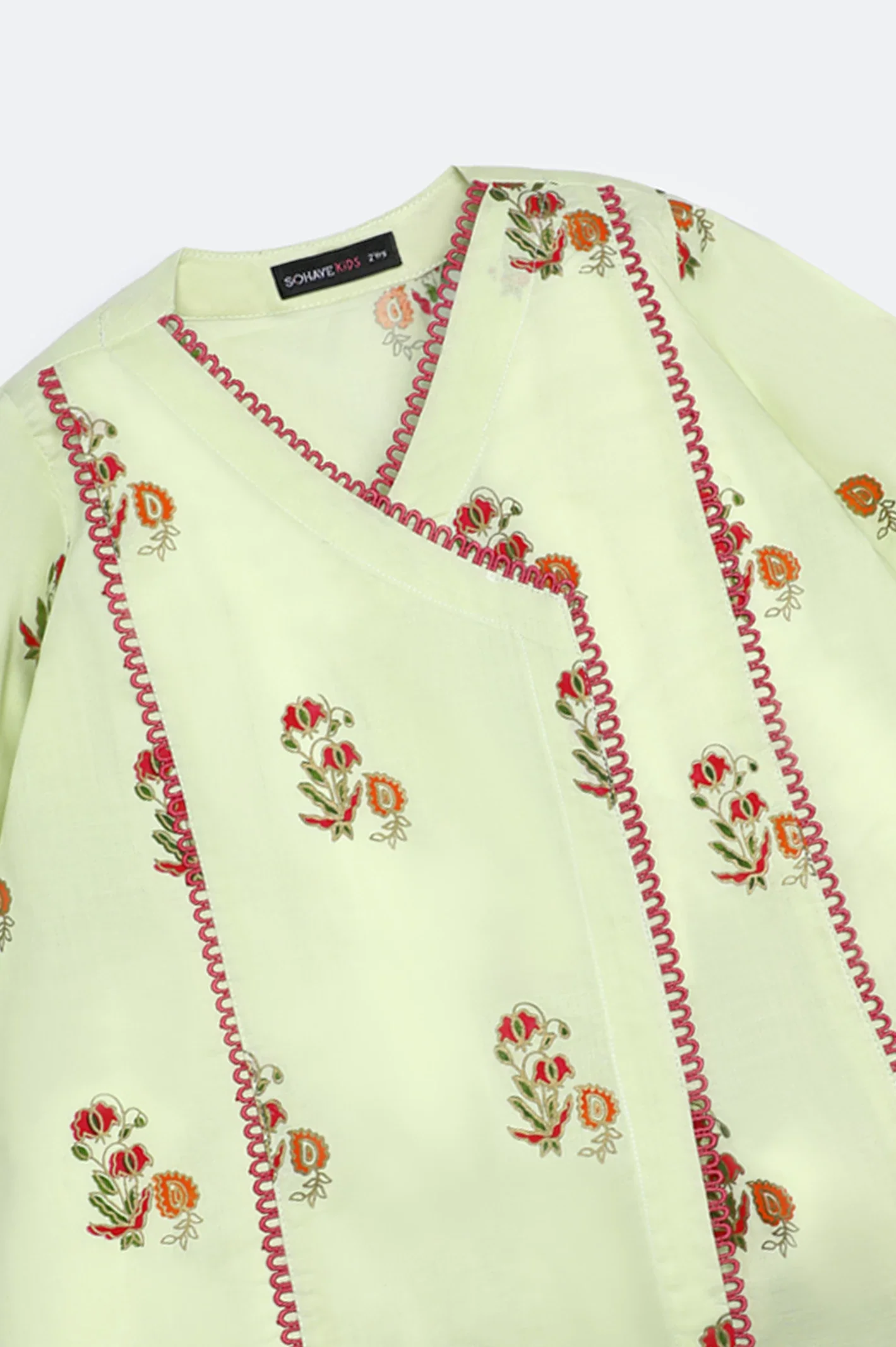 Light Green Embroidered Girls Kurti - Image 2