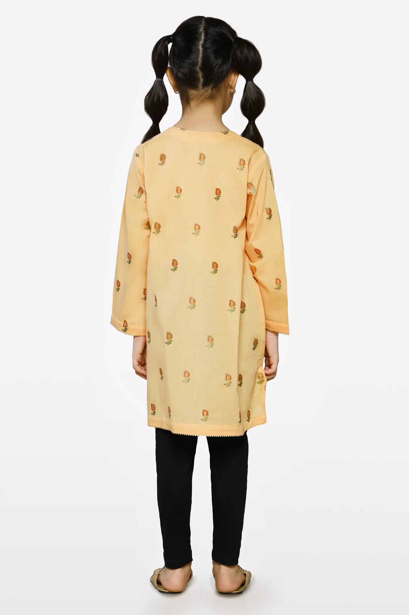Mustard Embroidered Girls Kurti - Image 3