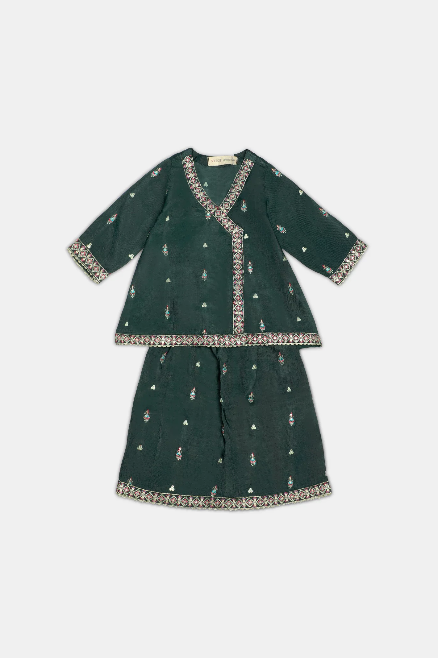 Dark Green Embroidered Infant 2PC