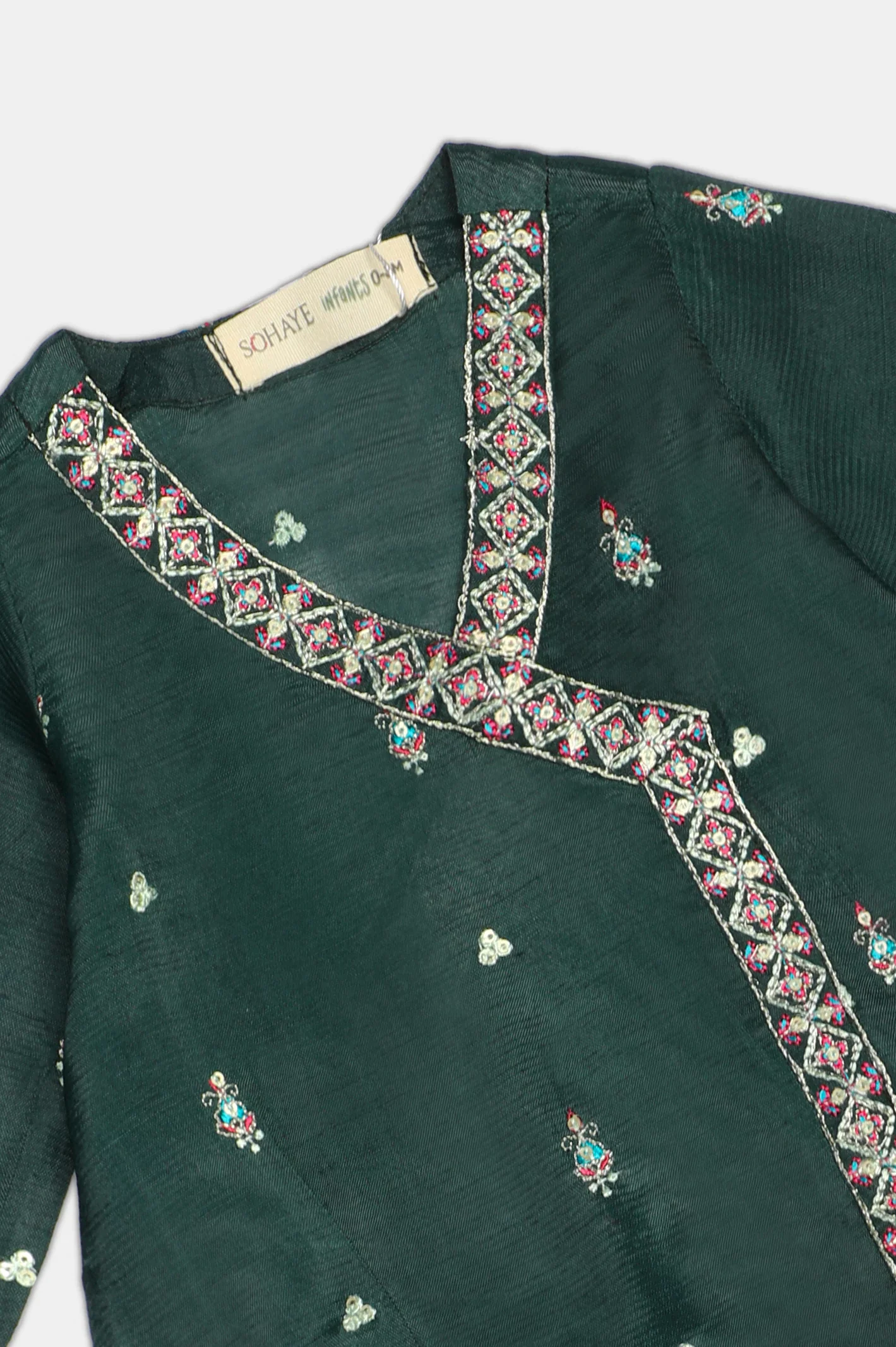 Dark Green Embroidered Infant 2PC - Image 2