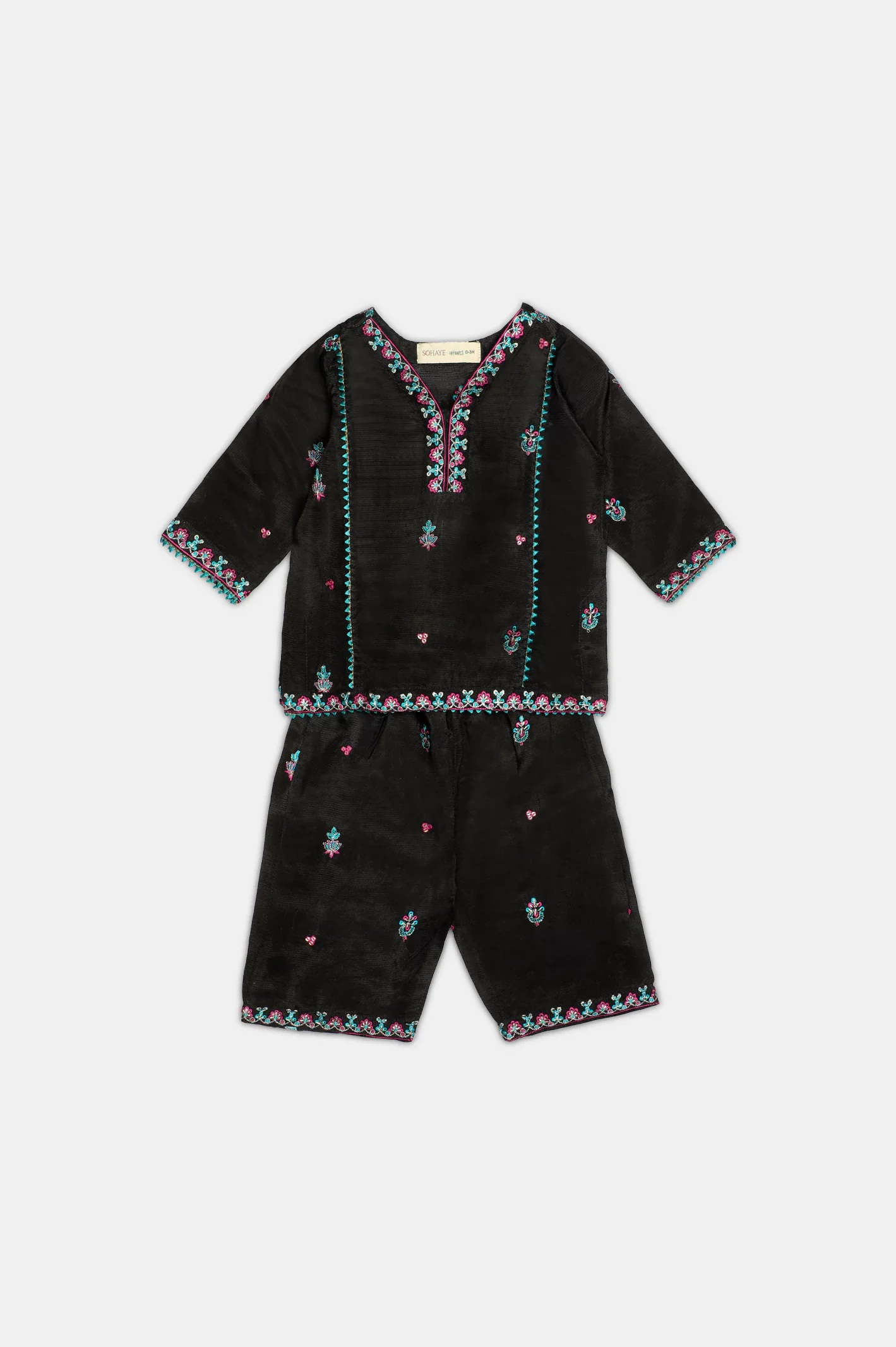 Black Embroidered Infant 3PC - Image 2