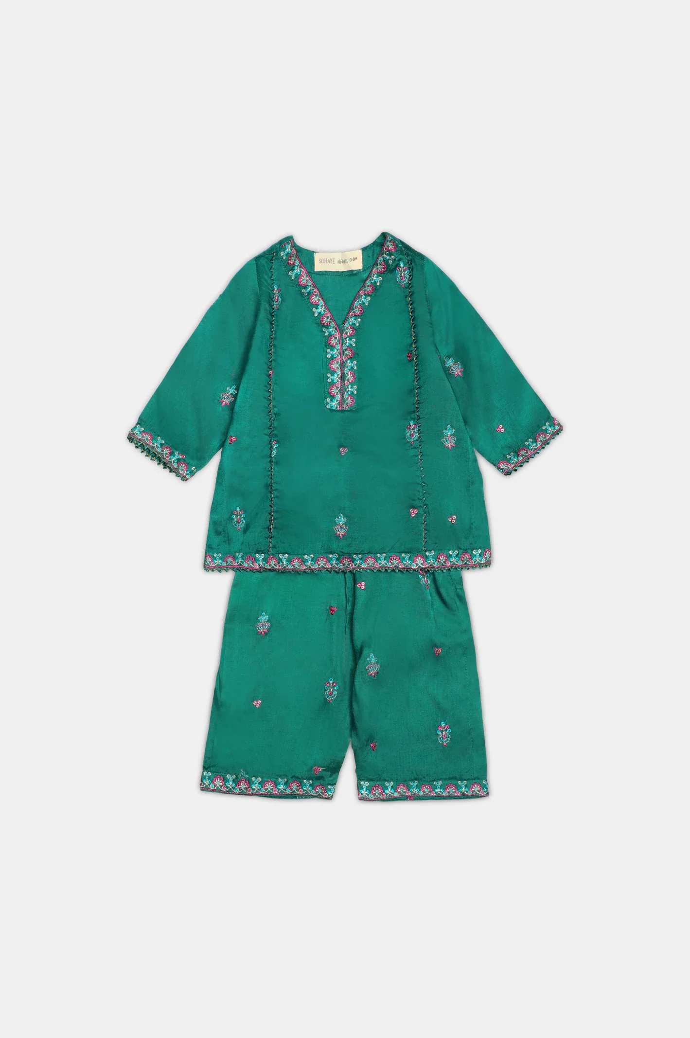 Green Embroidered Infant 3PC - Image 2