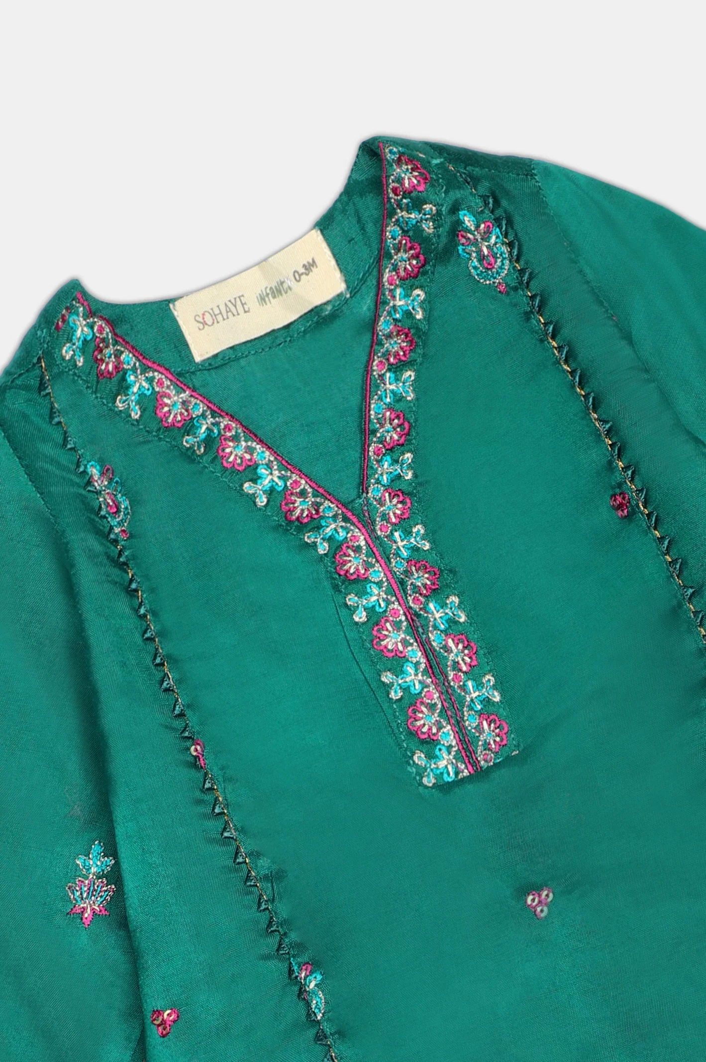 Green Embroidered Infant 3PC - Image 3