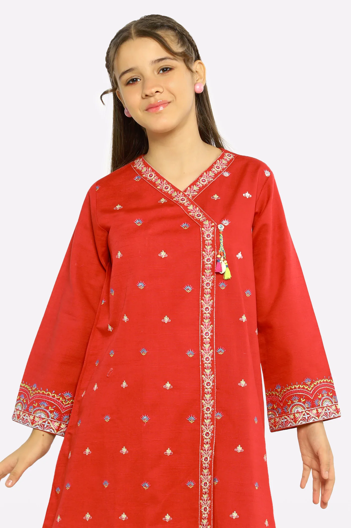 Red Embroidered Girls 2PC - Image 2