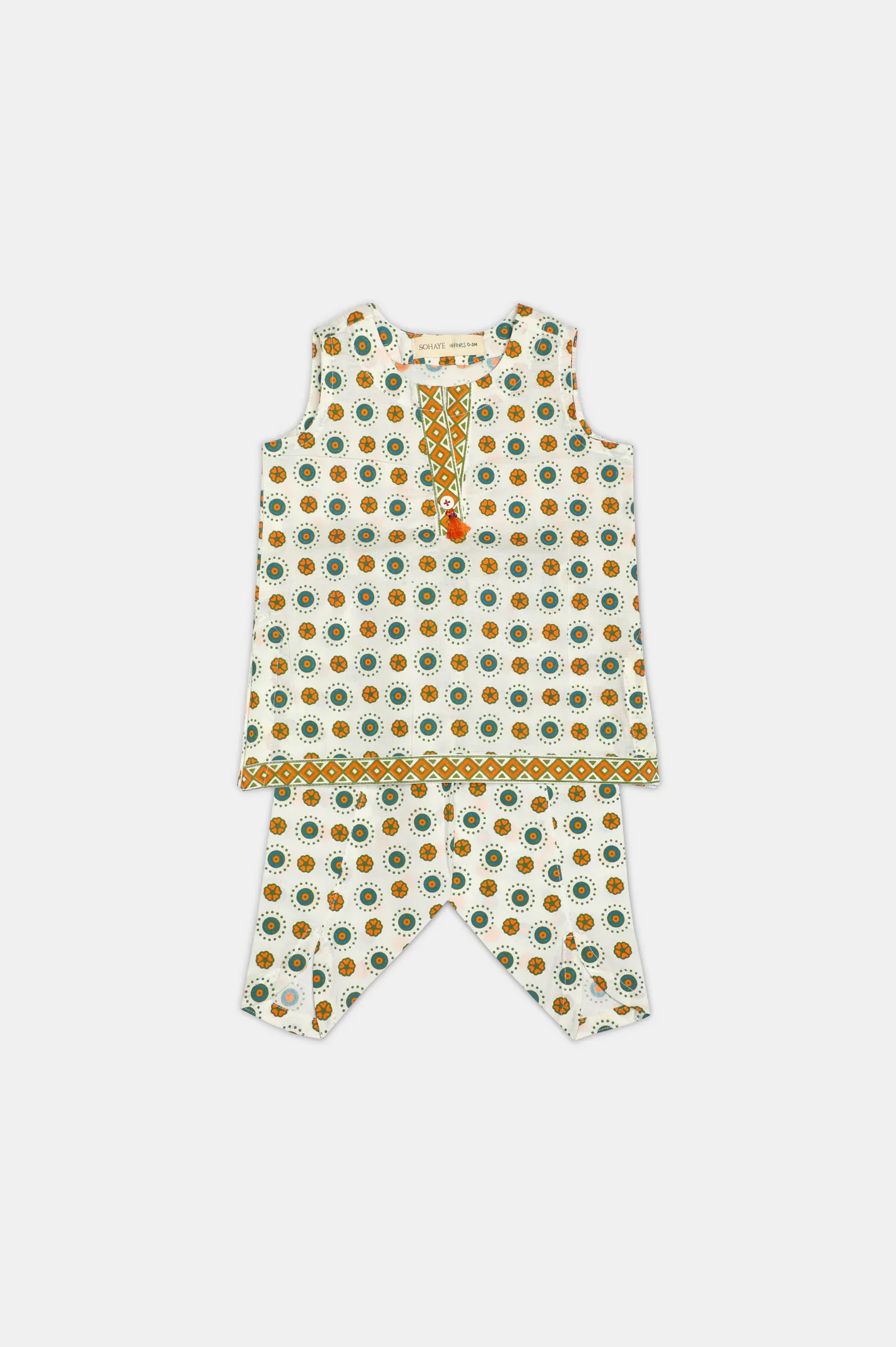 White Printed Infant 2PC