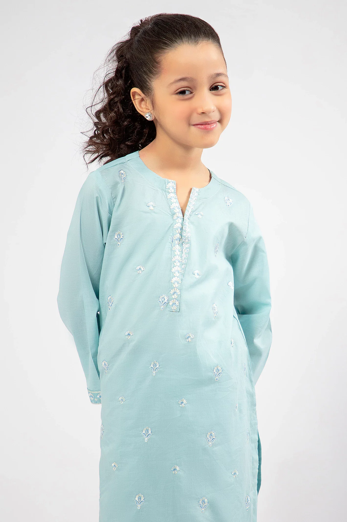 Blue Embroidered Girls 2PC