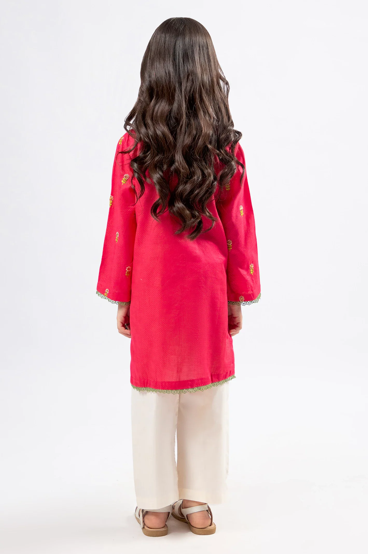 Red Embroidered Girls Kurti - Image 4
