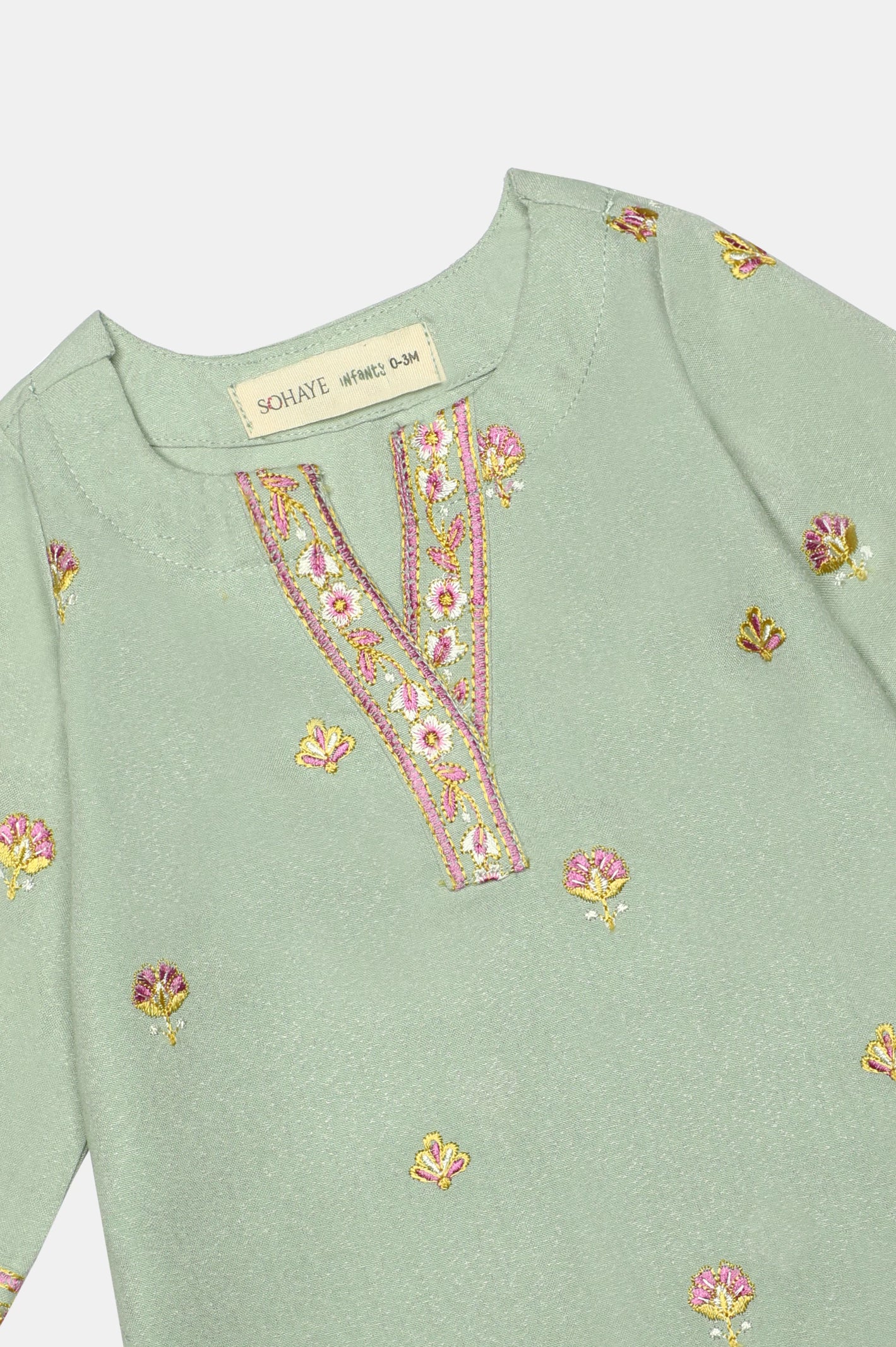 Light Green Embroidered Infant 2PC - Image 2