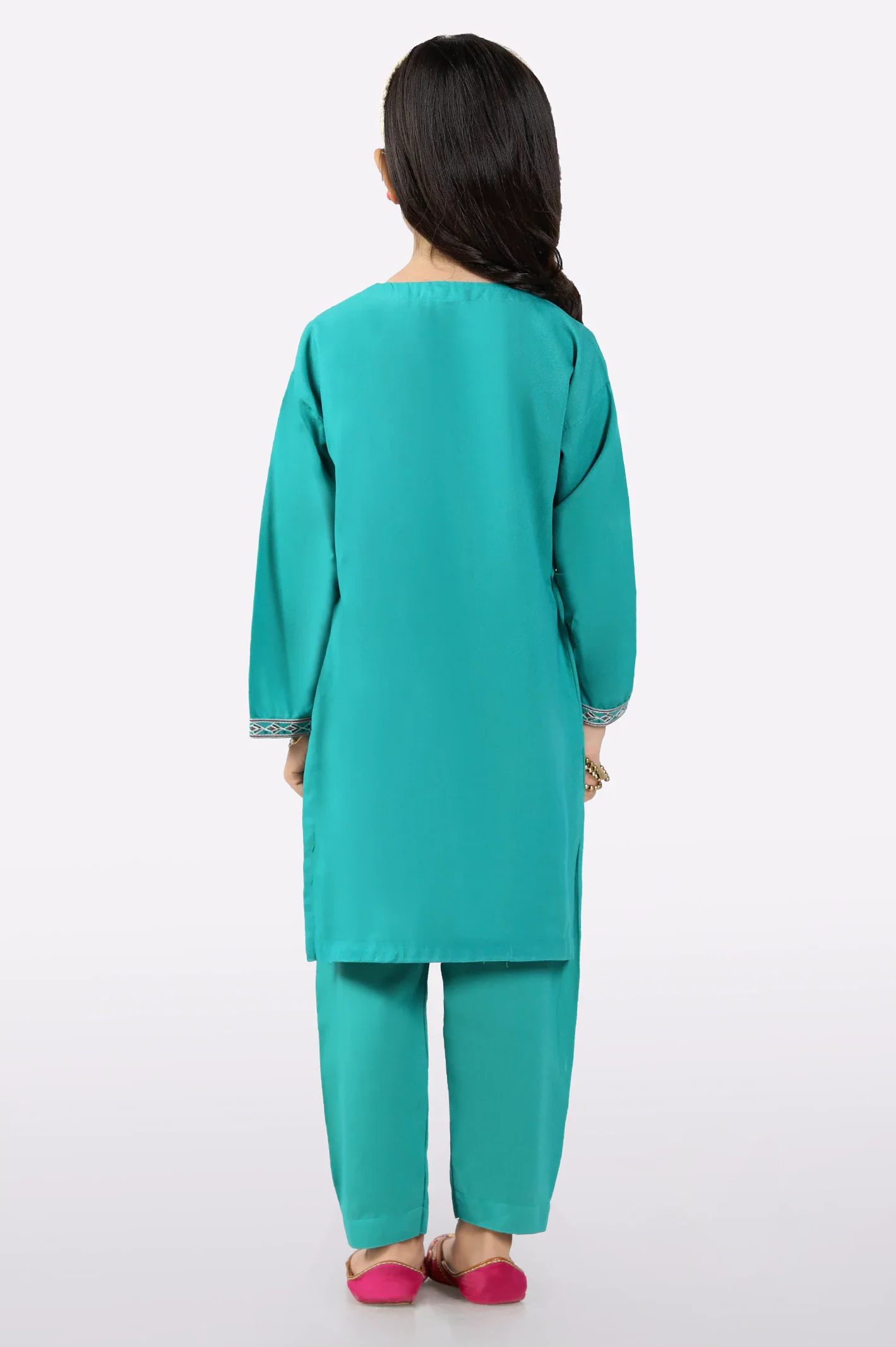 Green Embroidered Girls 2PC - Image 3