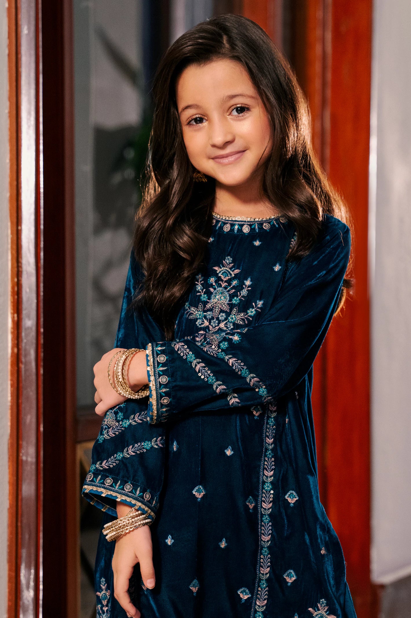 Navy Blue Embroidered Girls 2PC - Image 4