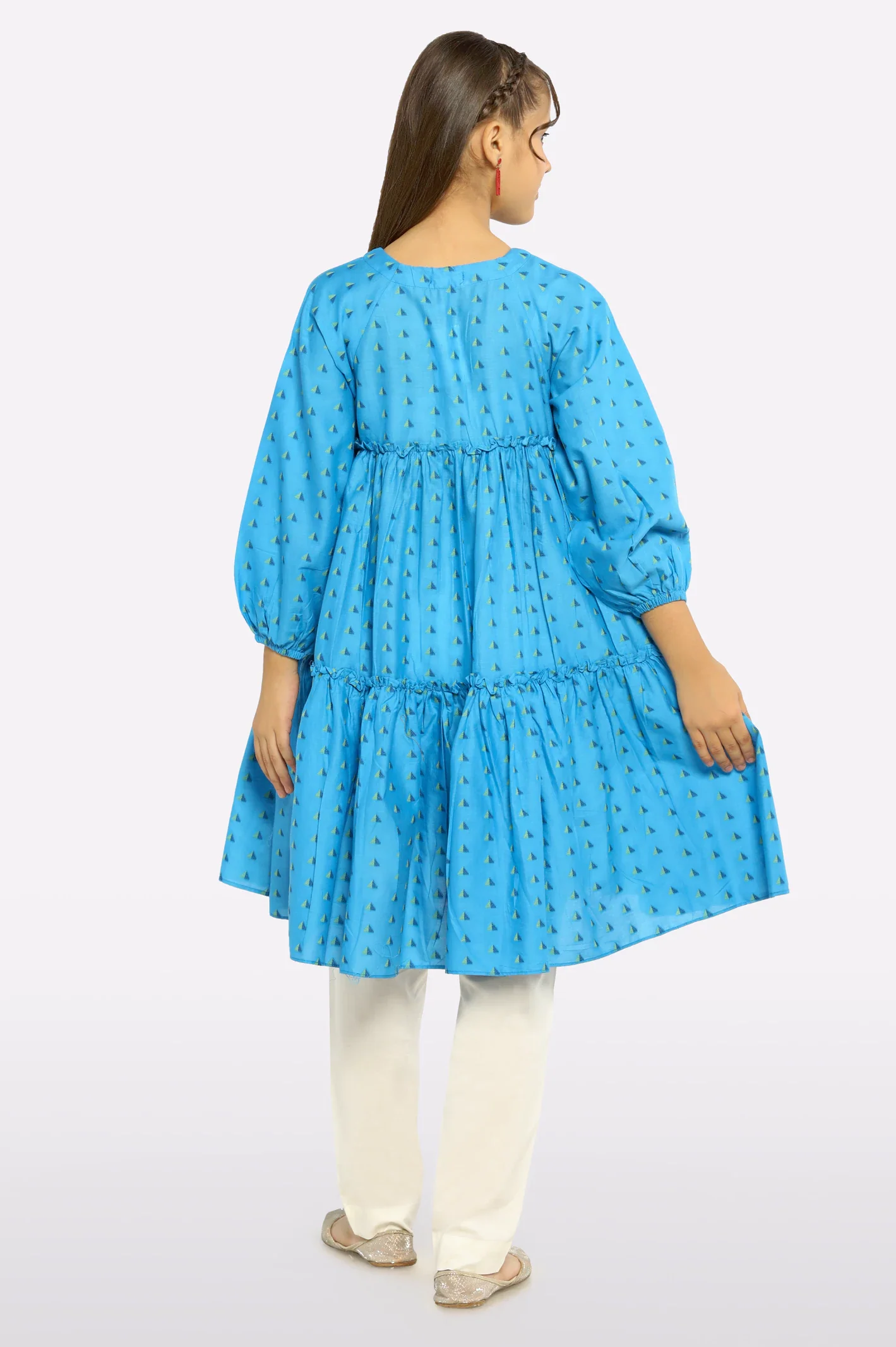 Blue Stylised Girls Kurti - Image 3