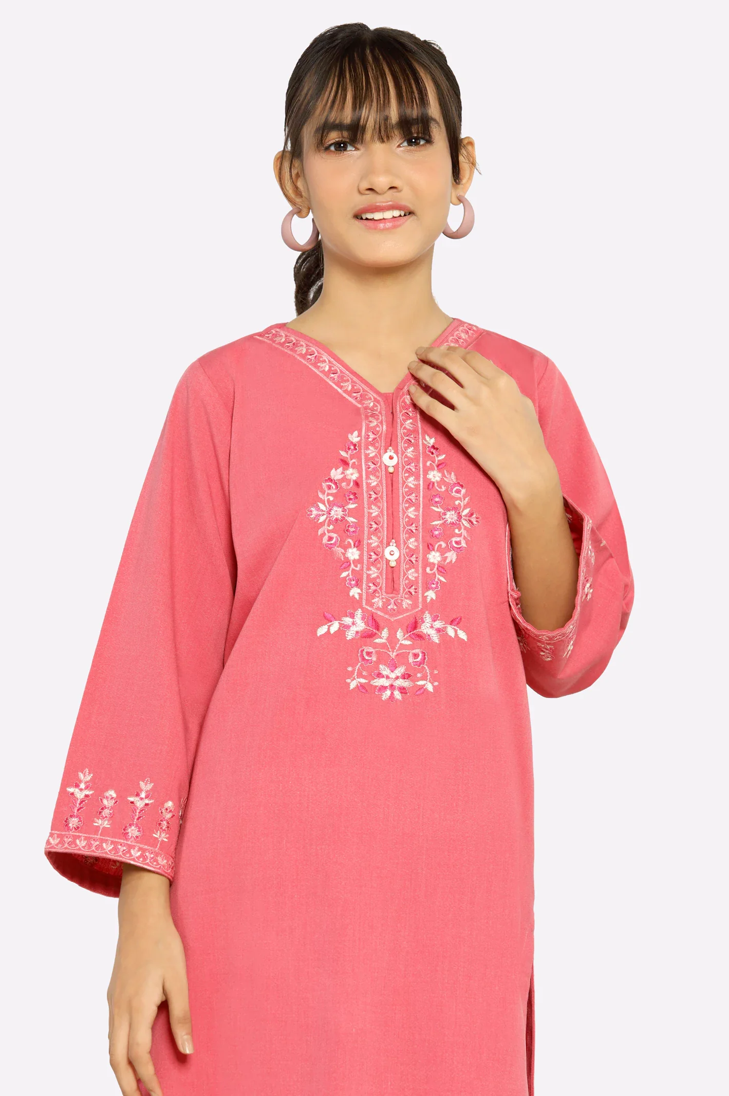 Pink Embroidered Girls 2PC - Image 2
