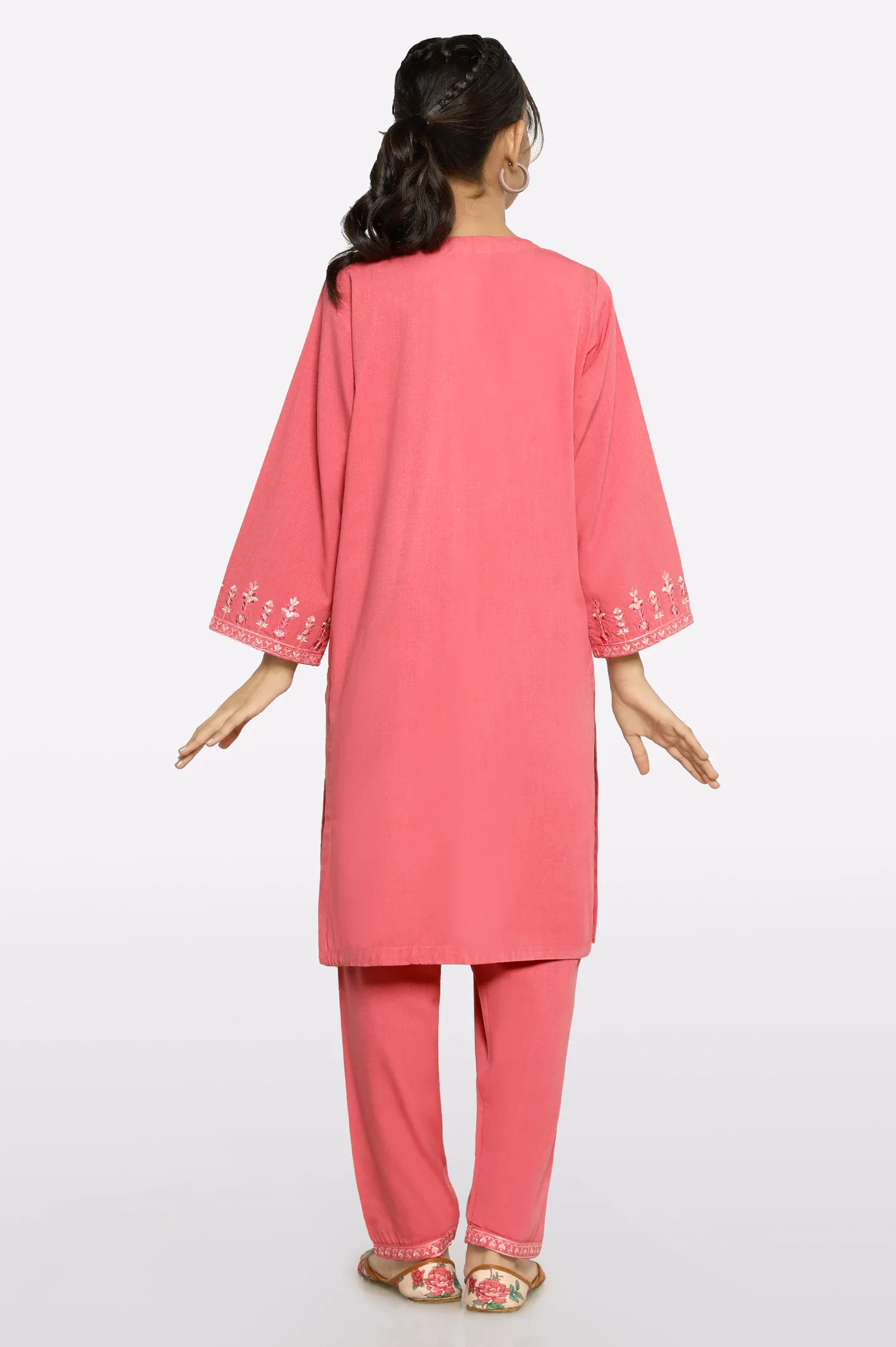 Pink Embroidered Girls 2PC - Image 3