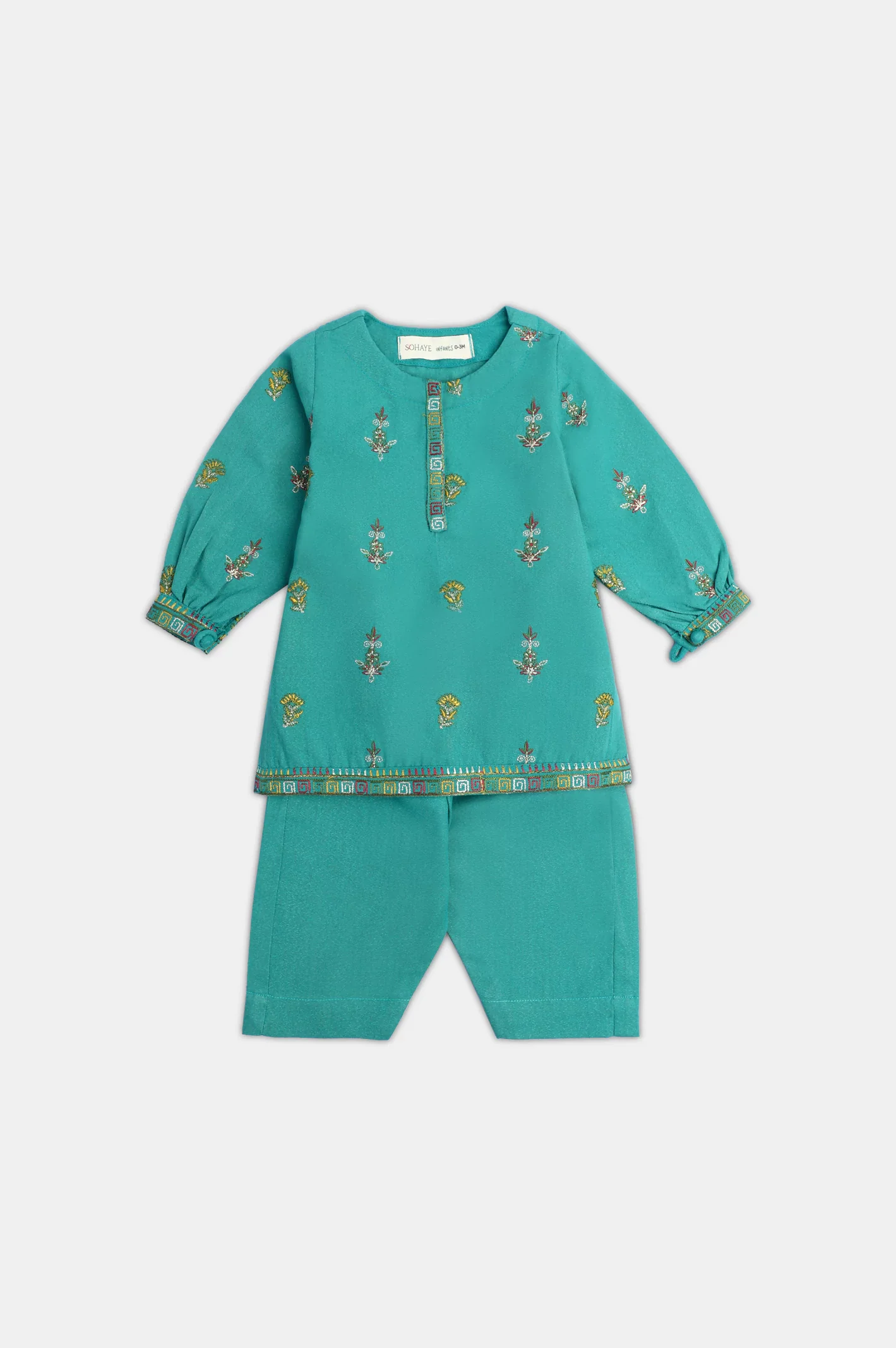 Green Infant Embroidered 2PC