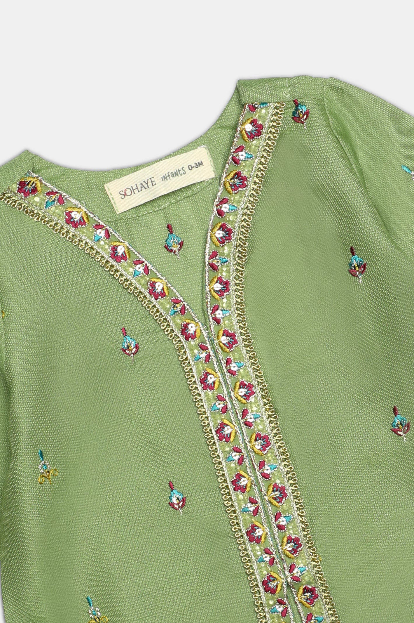 Light Green Embroidered Infant 2PC - Image 2