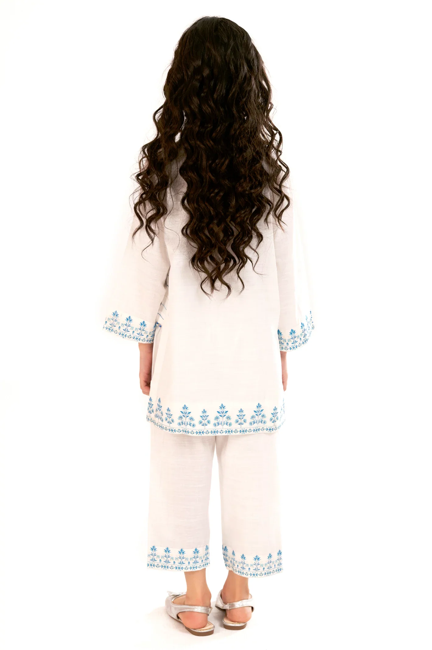 White Embroidered Girls 2PC - Image 4