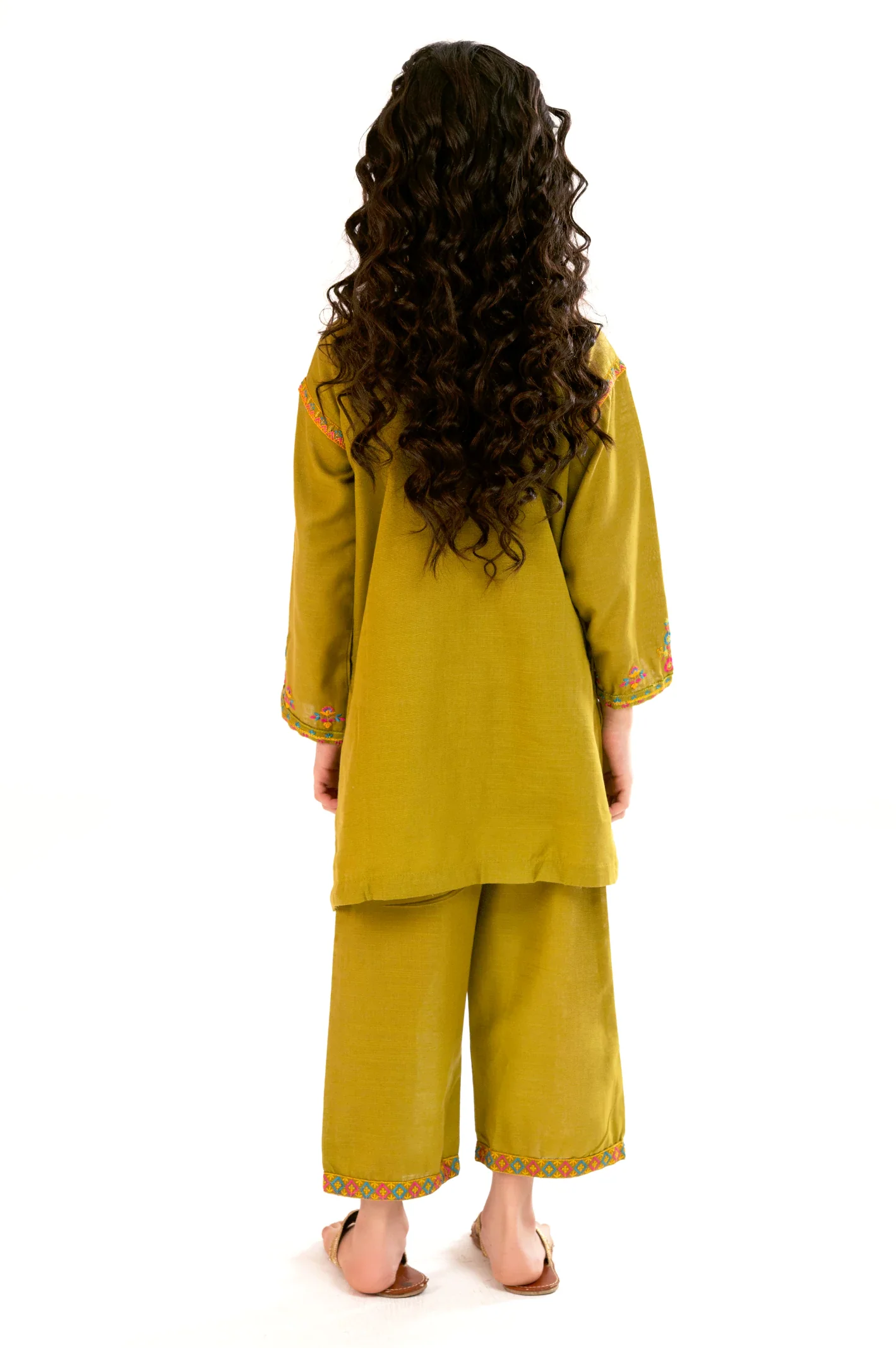 Olive Embroidered Girls 2PC - Image 4