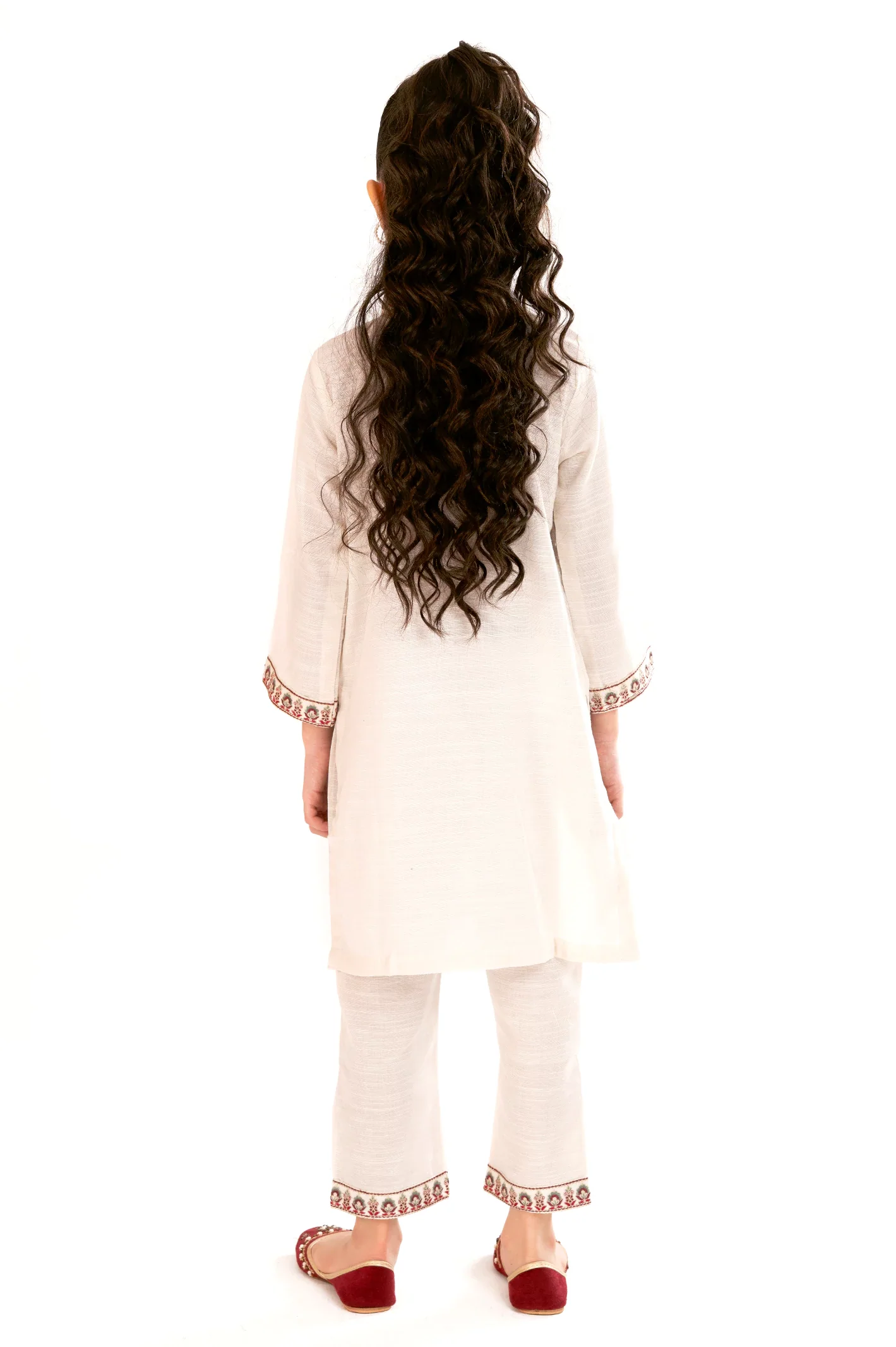 Off White Embroidered Girls 2PC - Image 2