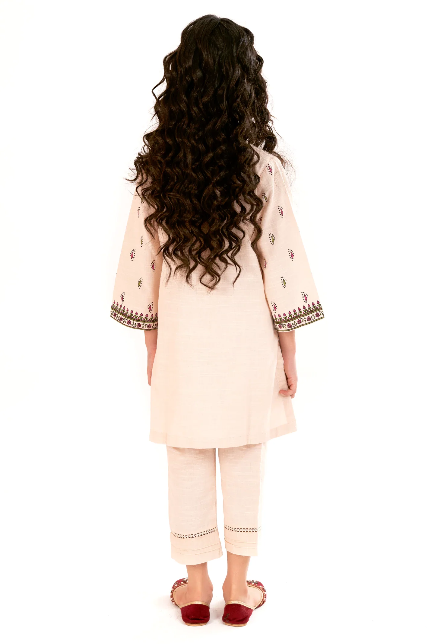 Beige Printed Girls 2PC - Image 4