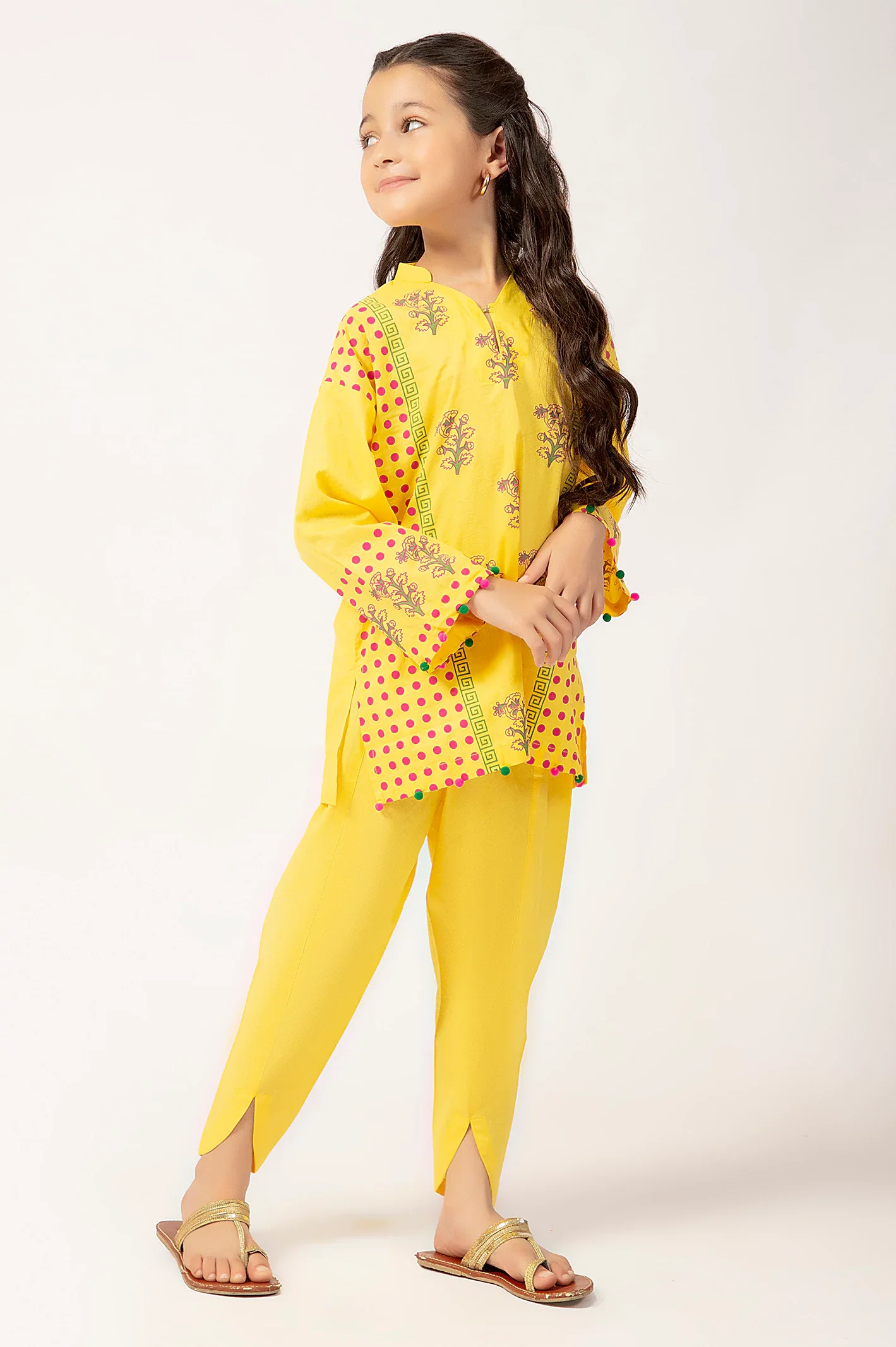 Yellow Printed Girls 2PC - Image 3