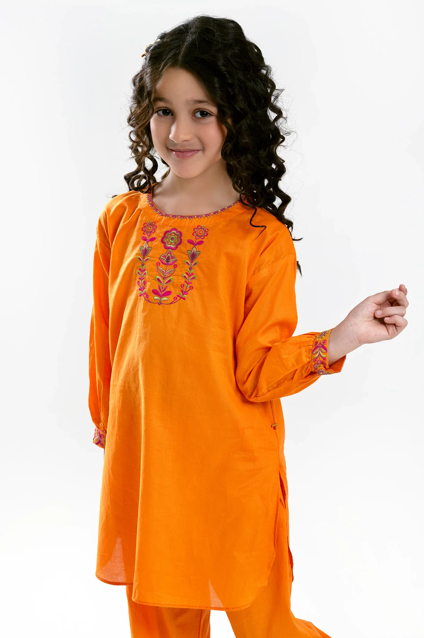 Orange Embroidered Girls 2PC - Image 2