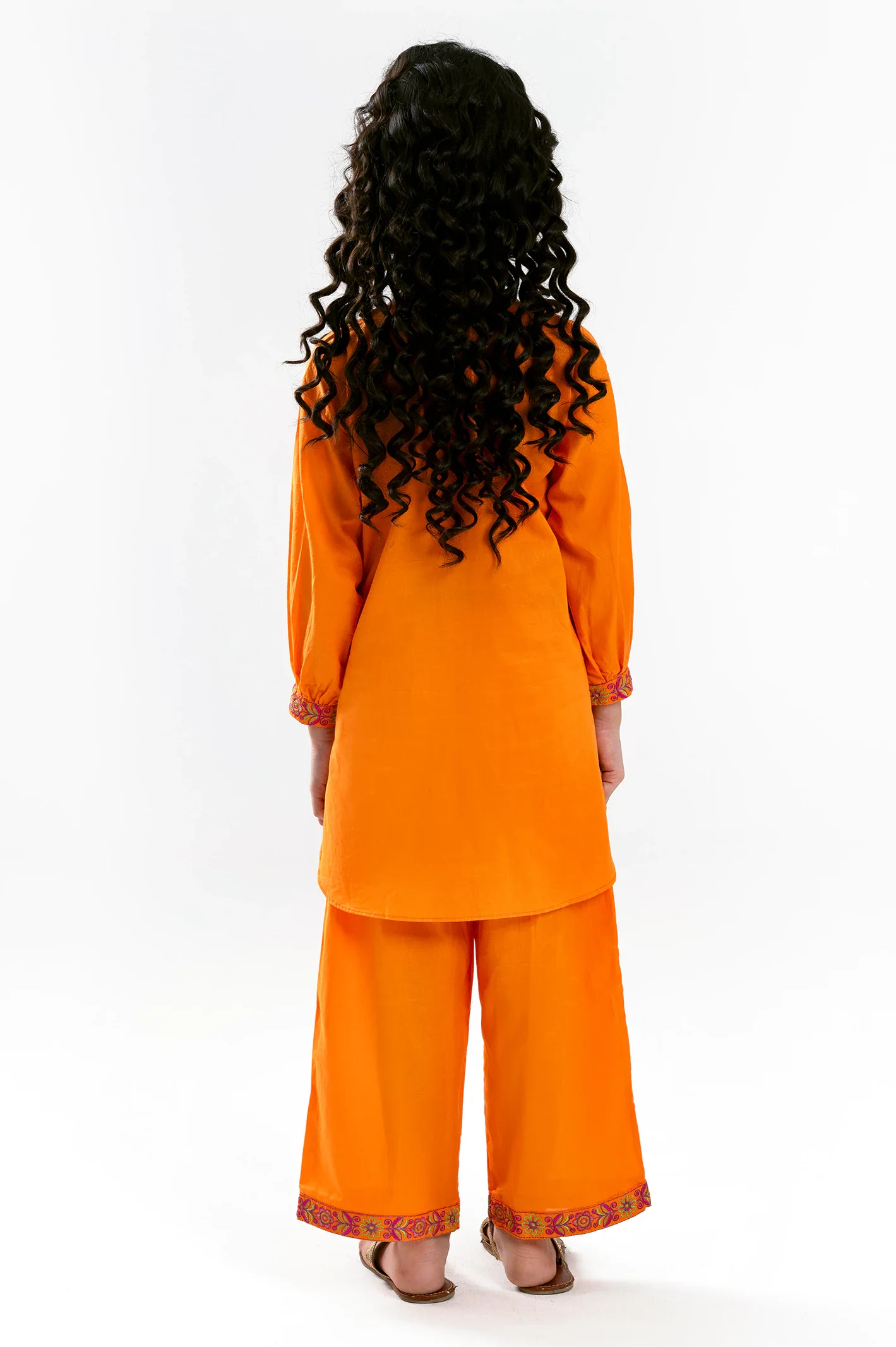 Orange Embroidered Girls 2PC - Image 4