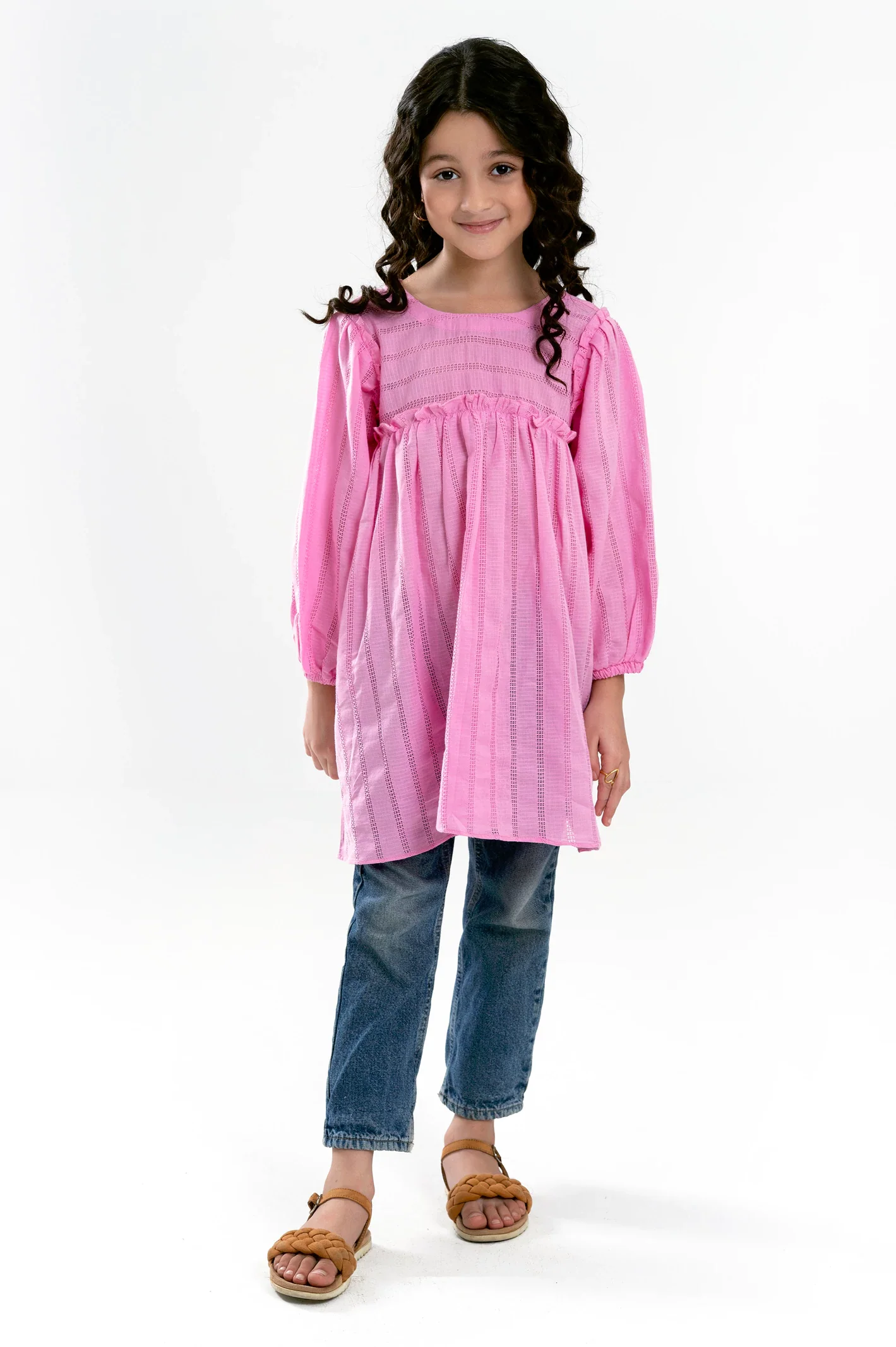 Pink Stylised Girls Kurti