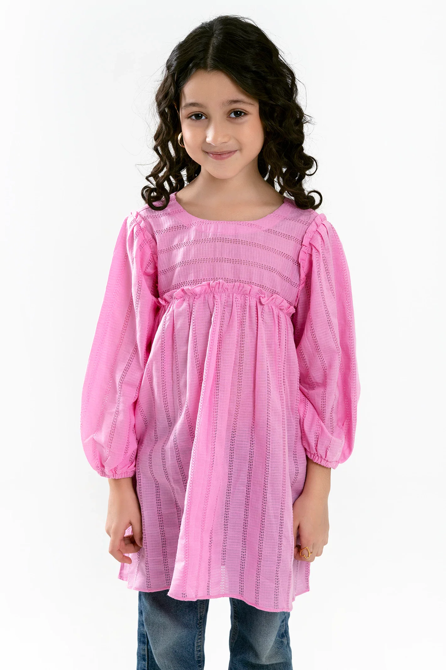 Pink Stylised Girls Kurti - Image 2