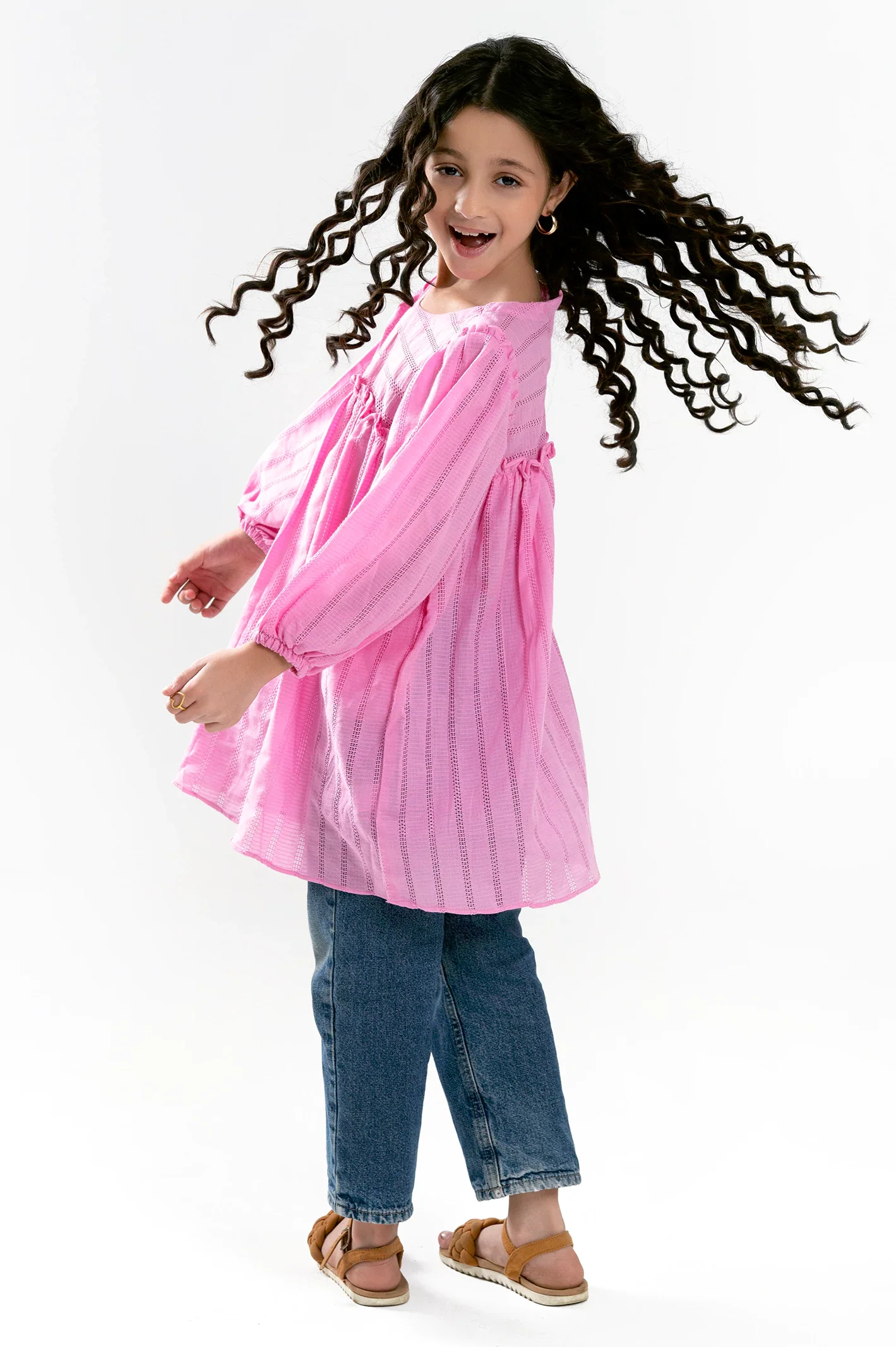 Pink Stylised Girls Kurti - Image 3